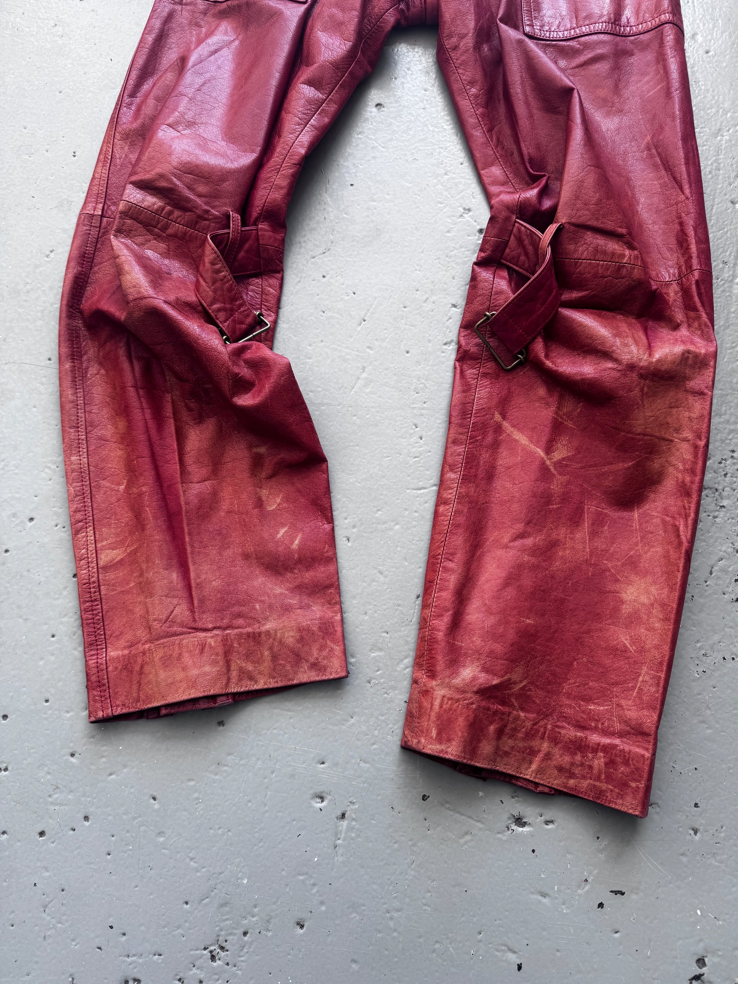 beauty:beast 99 red leather bondage zipper pants