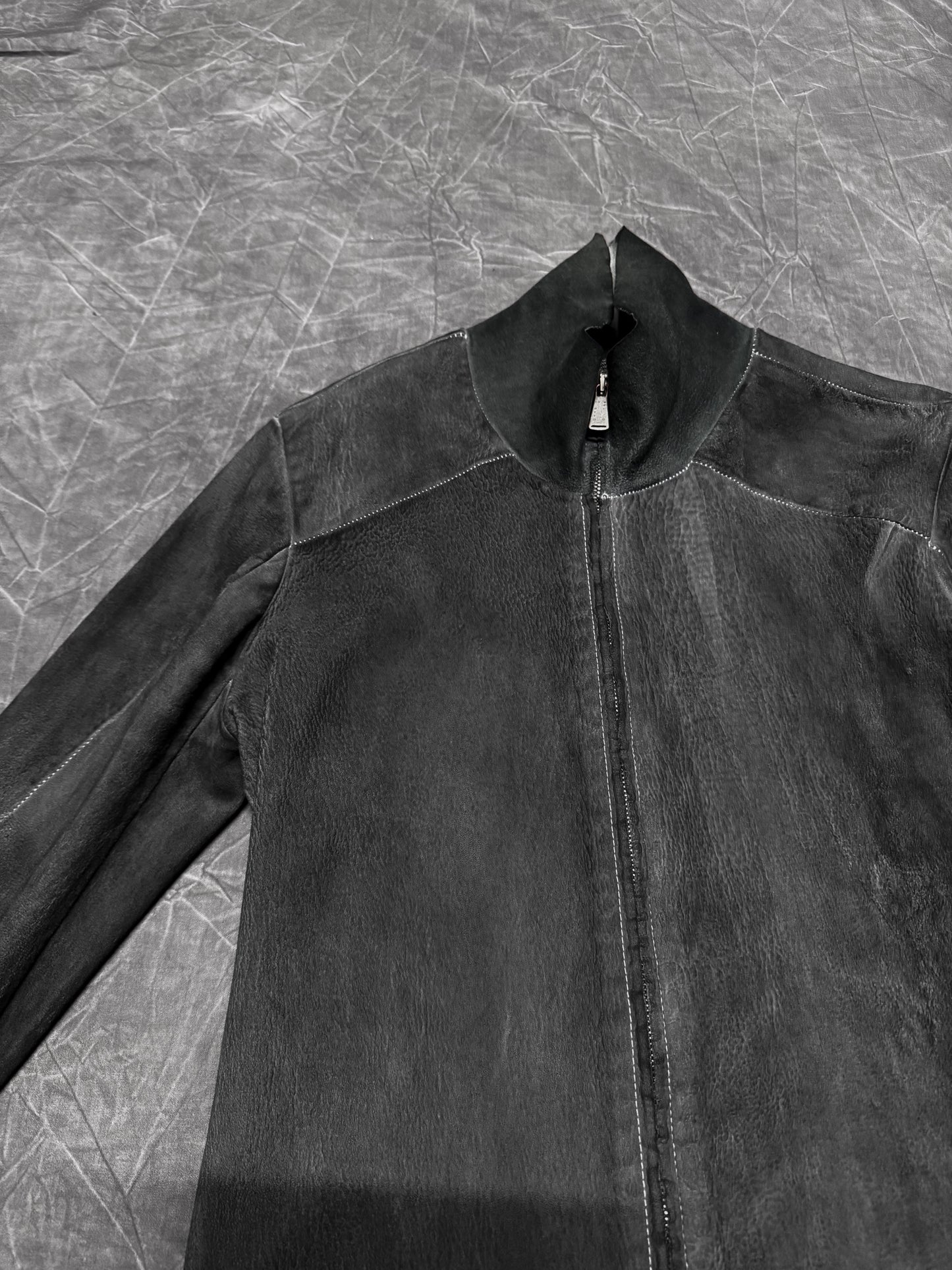 10Sei0Otto Stretch Washed Leather Overlock Jacket