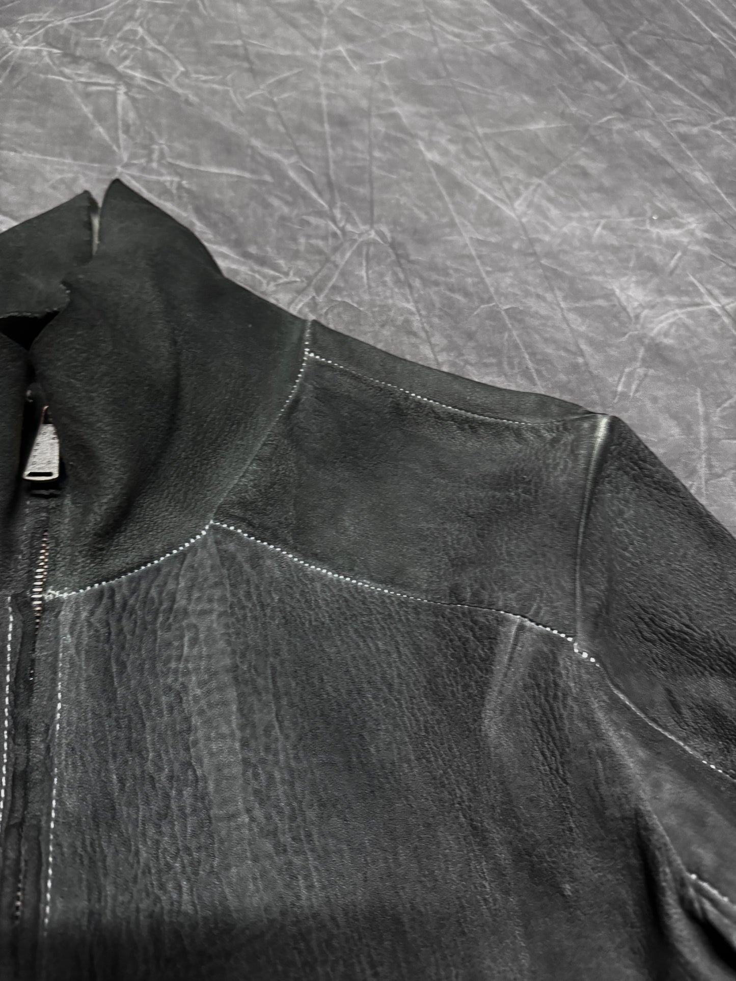 10Sei0Otto Stretch Washed Leather Overlock Jacket