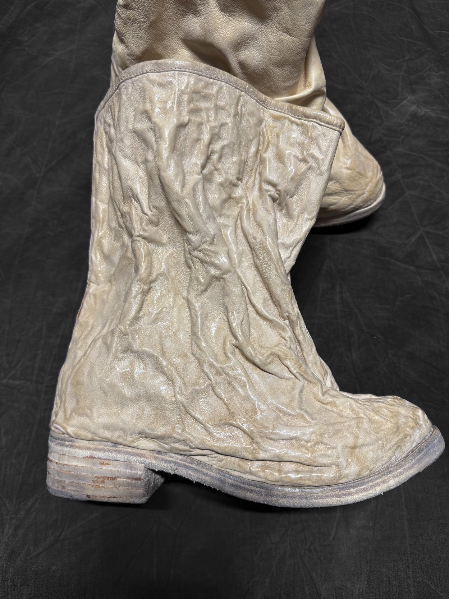 Carol Christian Poell Aluminium and Kangaroo Leather Crush Boots