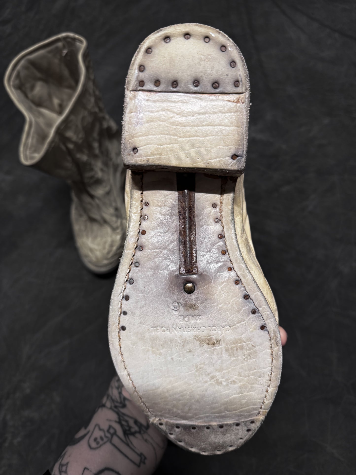 Carol Christian Poell Aluminium and Kangaroo Leather Crush Boots