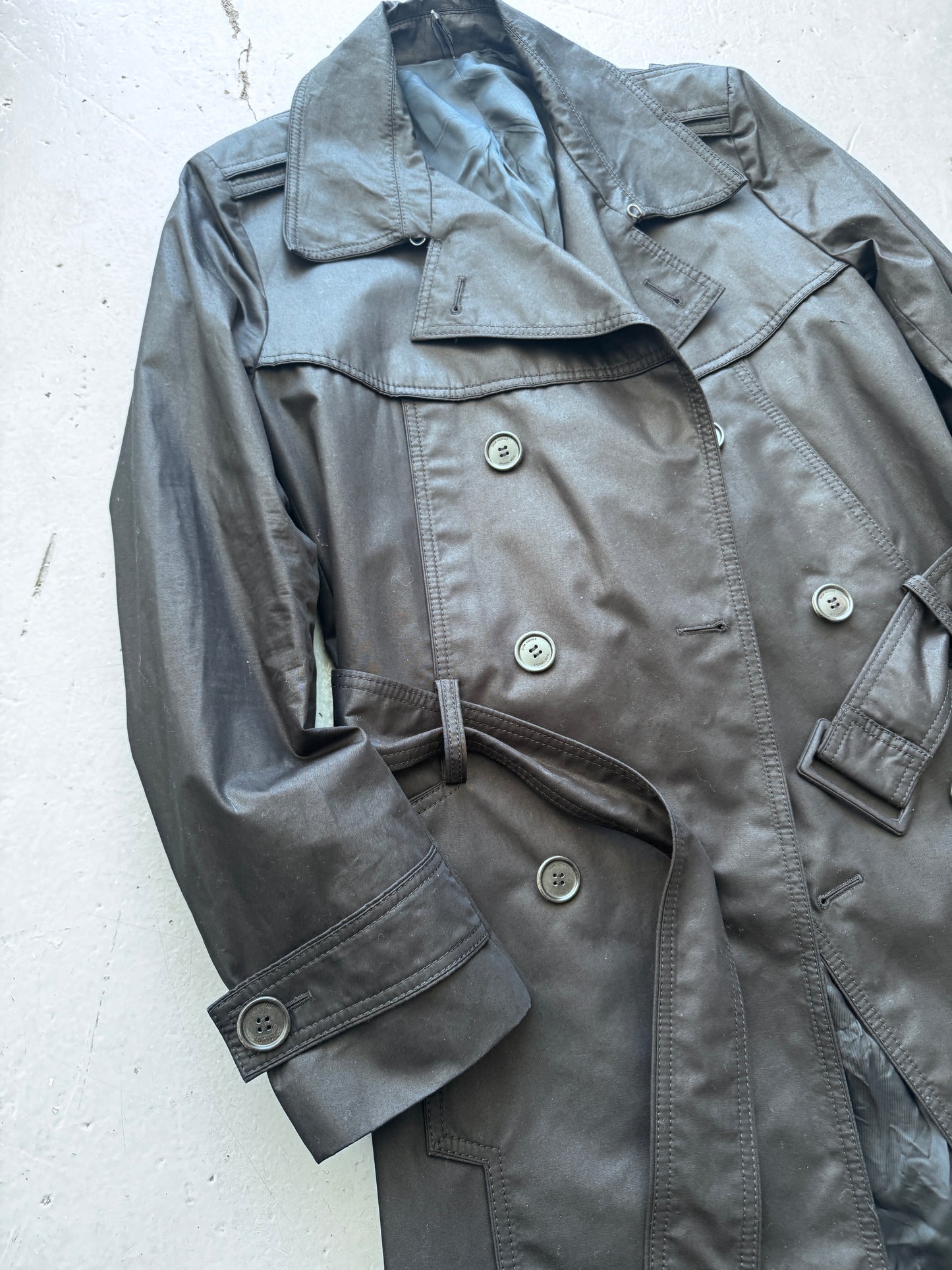 Dior Homme Hedi Slimane Double Epaulet Wax Look Trench Coat