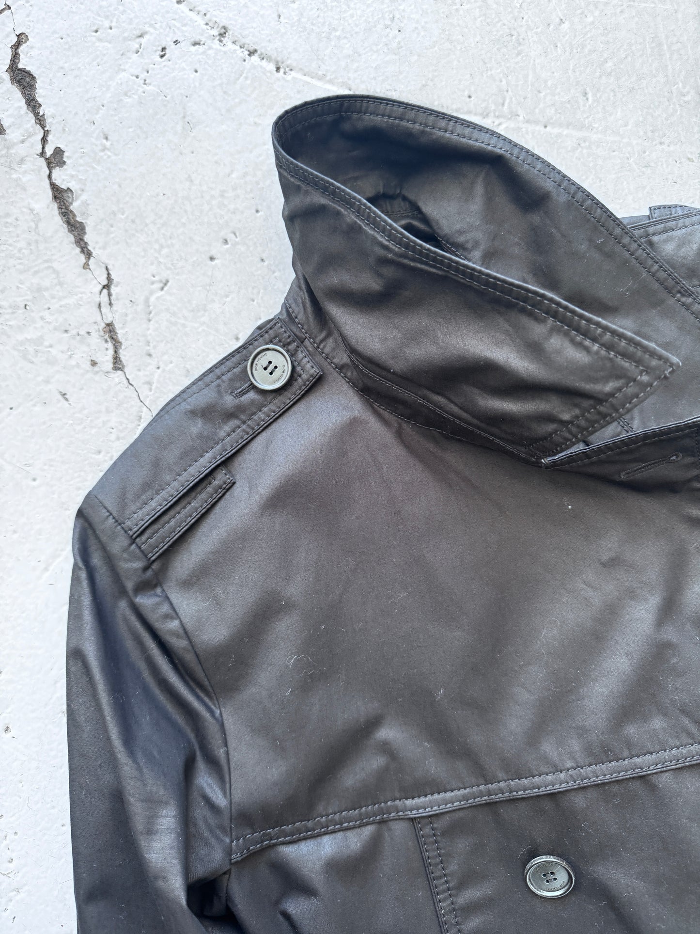Dior Homme Hedi Slimane Double Epaulet Wax Look Trench Coat