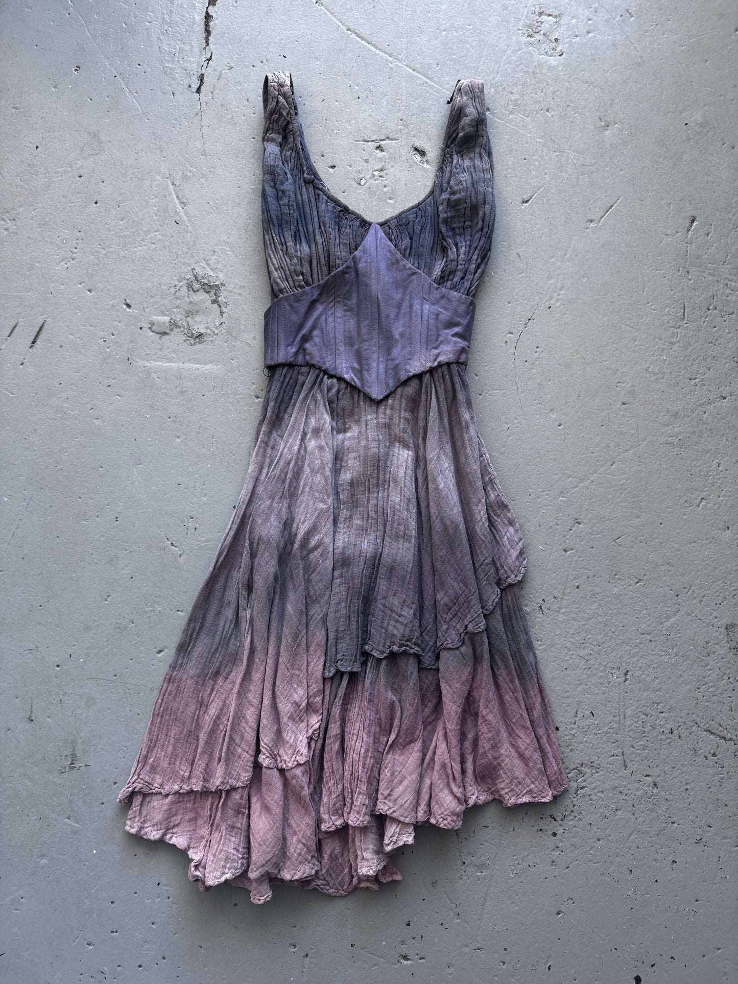 Antique Handmade Garment Dyed Bone Corset Dress