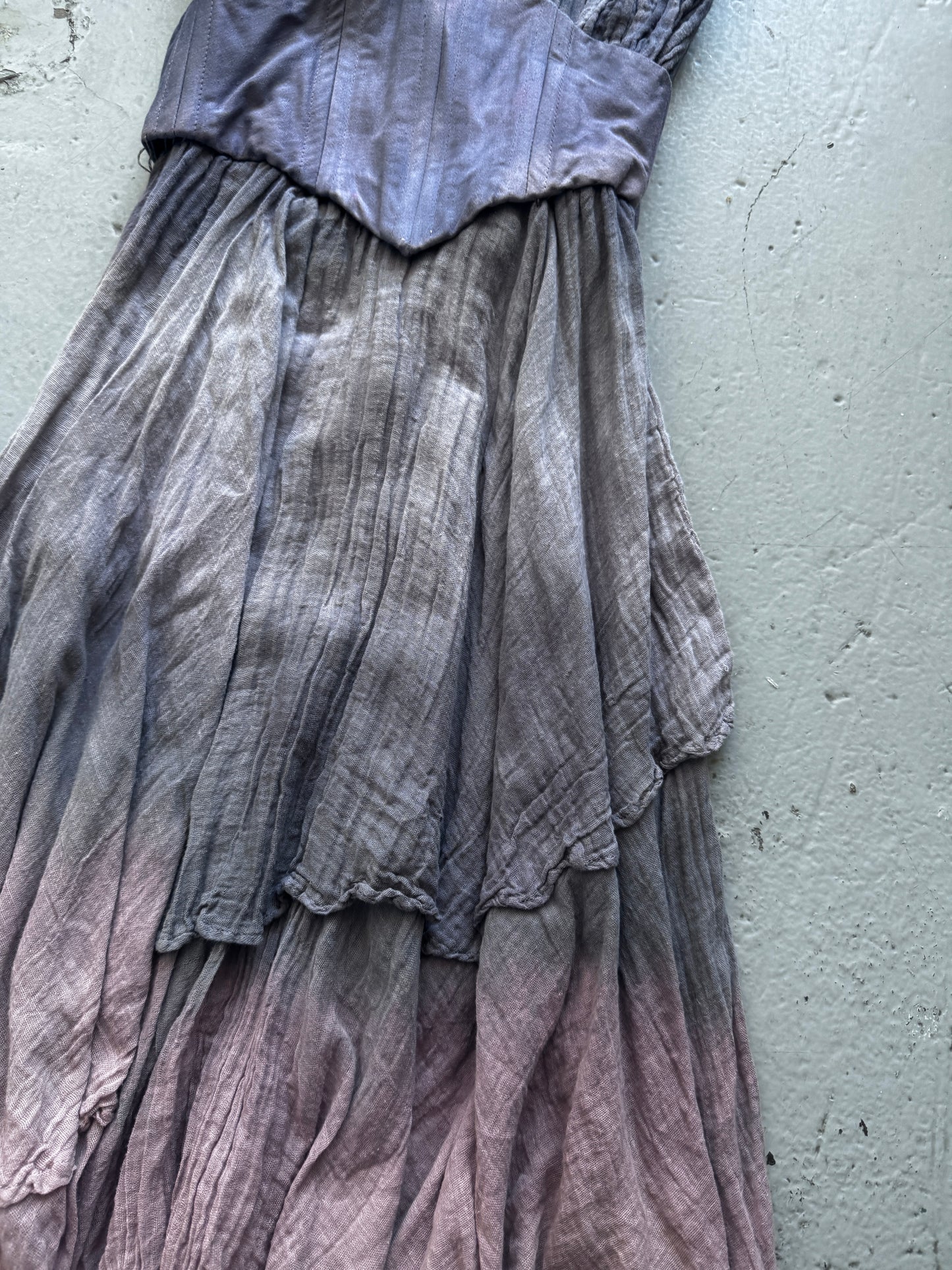 Antique Handmade Garment Dyed Bone Corset Dress