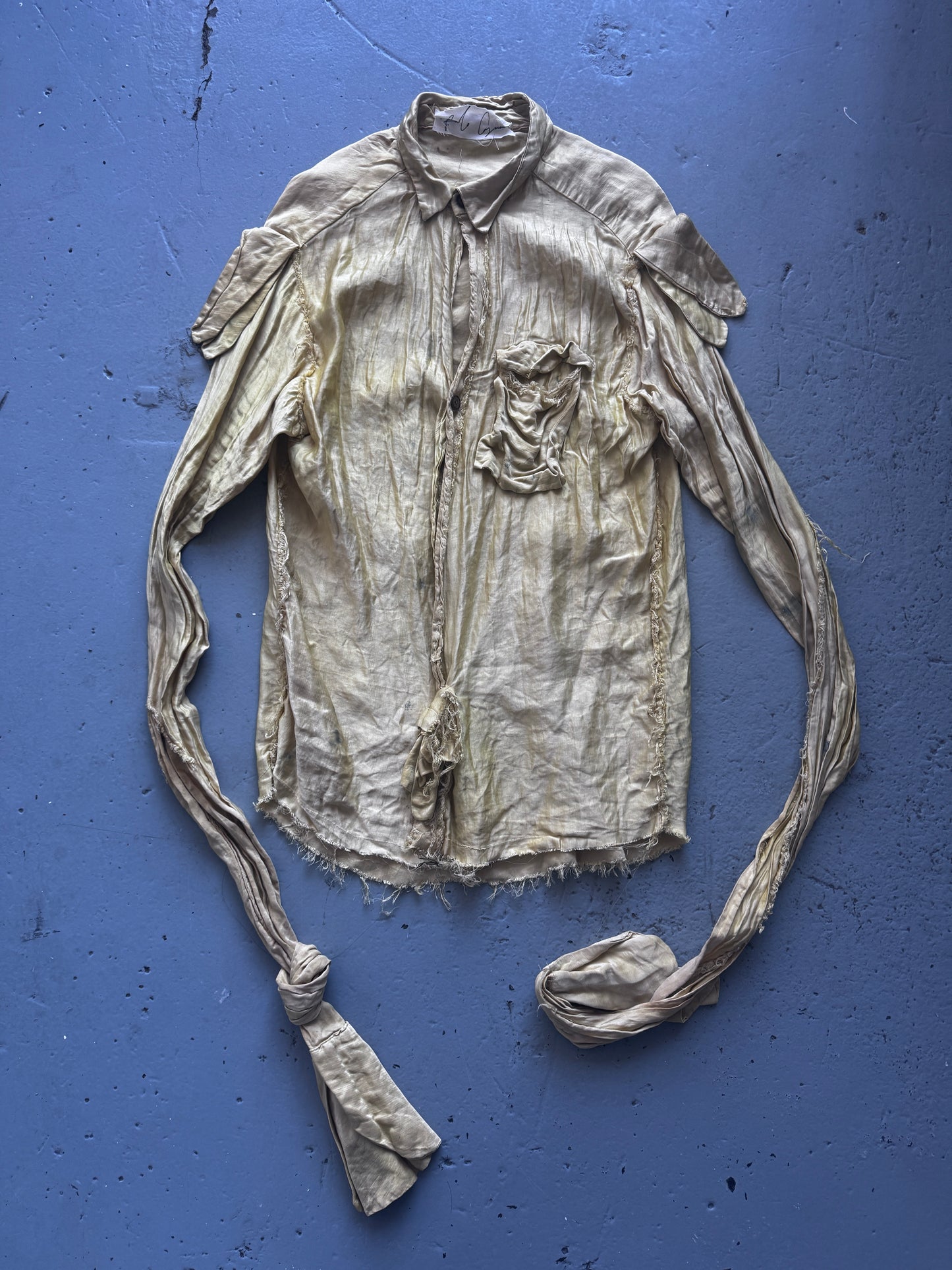 Paolo Carzasna Silk Organza Elongated Sleeve Shirt