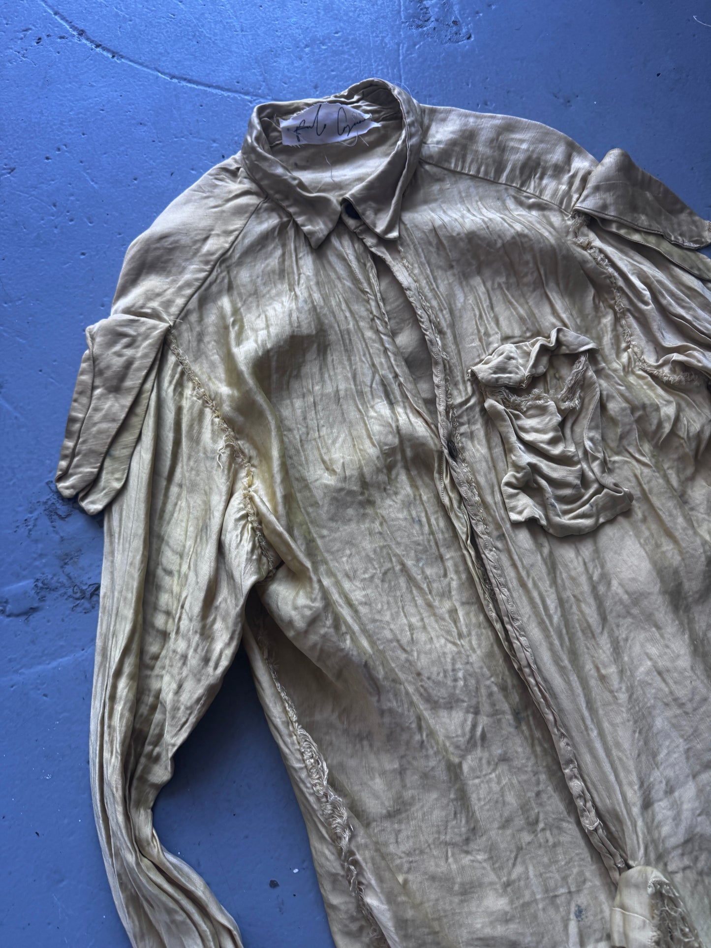 Paolo Carzasna Silk Organza Elongated Sleeve Shirt