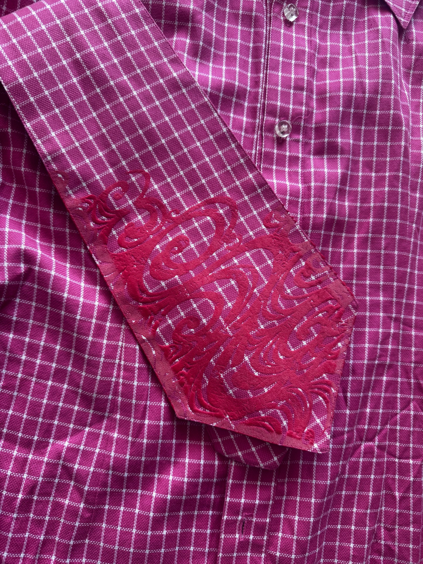 20471120 90s Pink Cheque Exaggerated Shirt and Tie