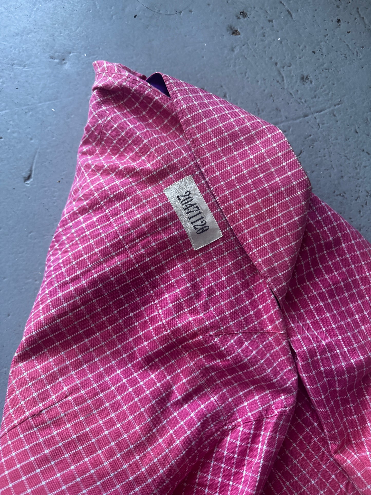 20471120 90s Pink Cheque Exaggerated Shirt and Tie