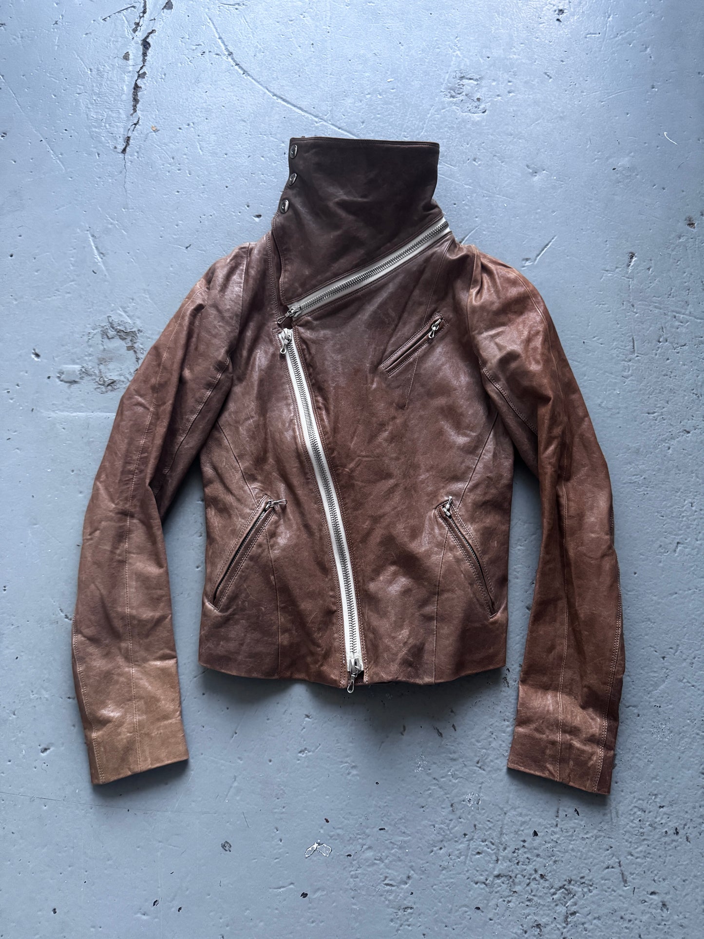 s/stere sistere modular high neck leather jacket