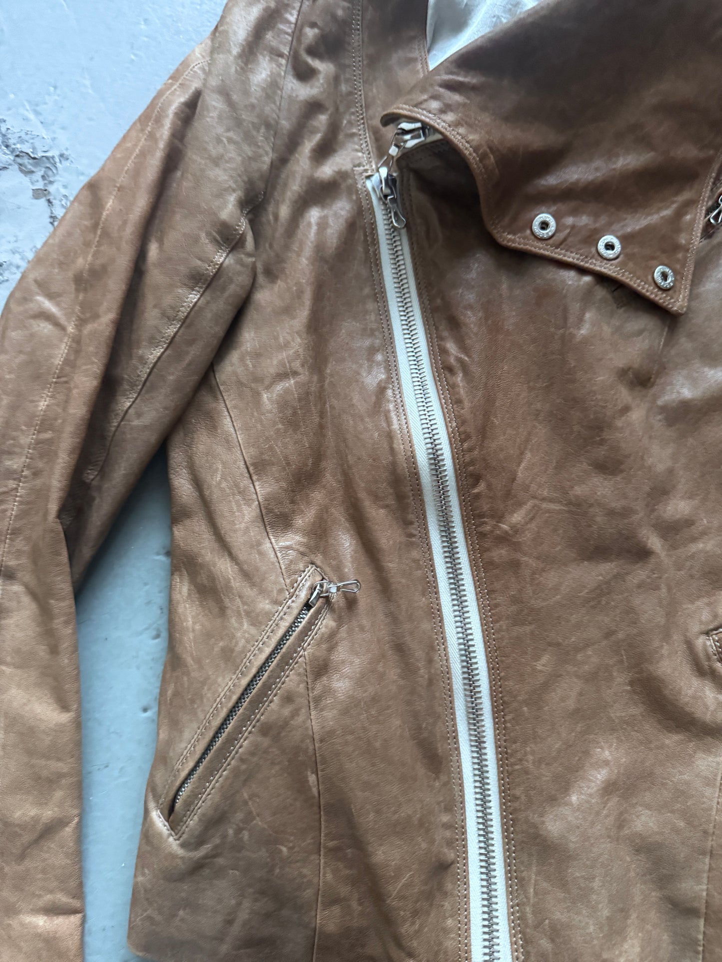 s/stere sistere modular high neck leather jacket