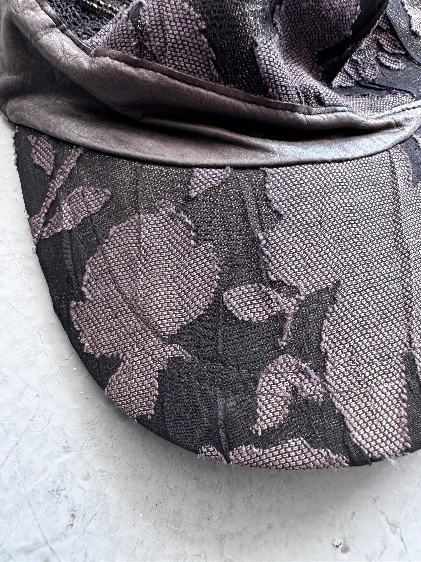 ca4la patched lace and leather cap