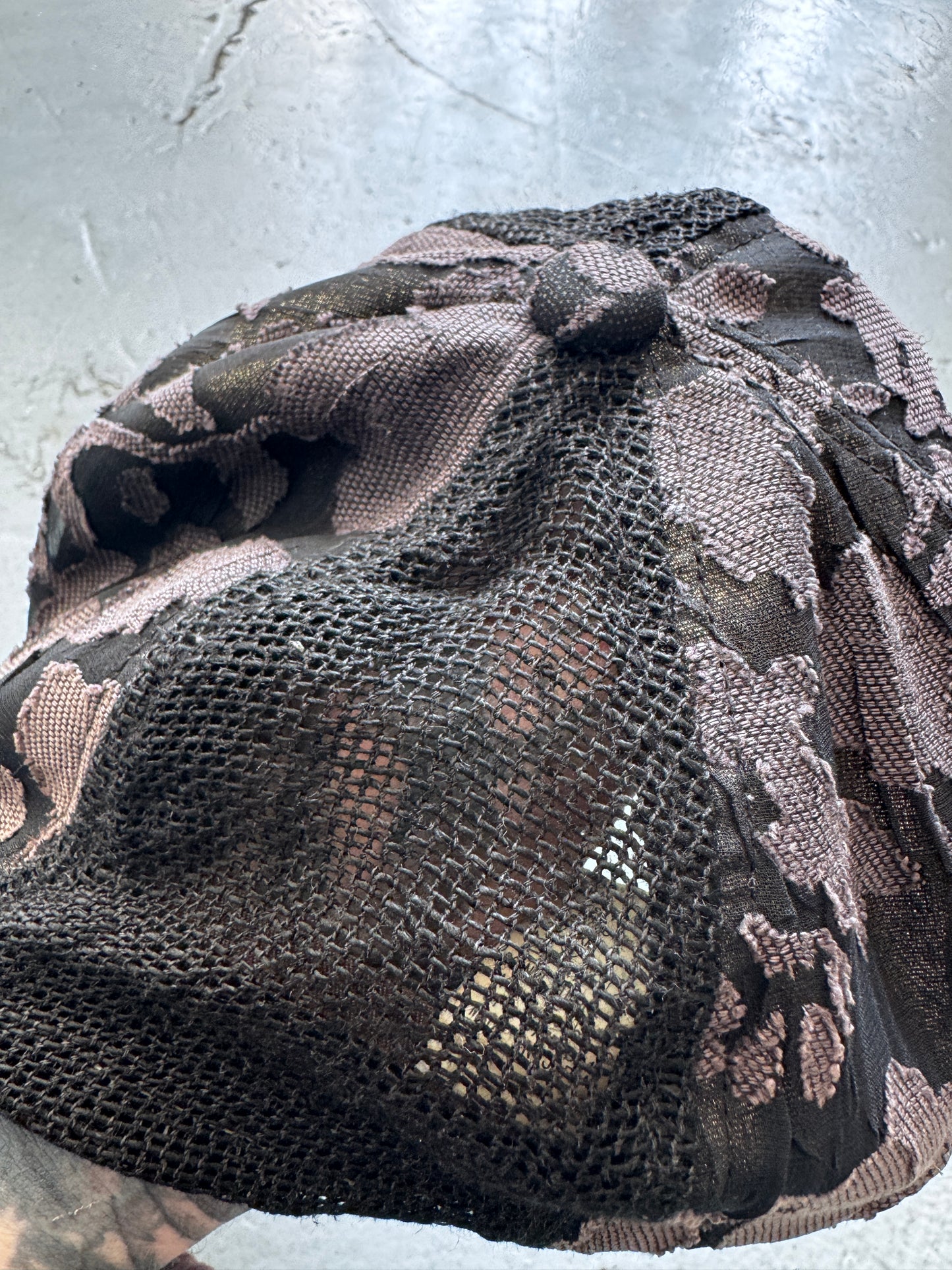 ca4la patched lace and leather cap