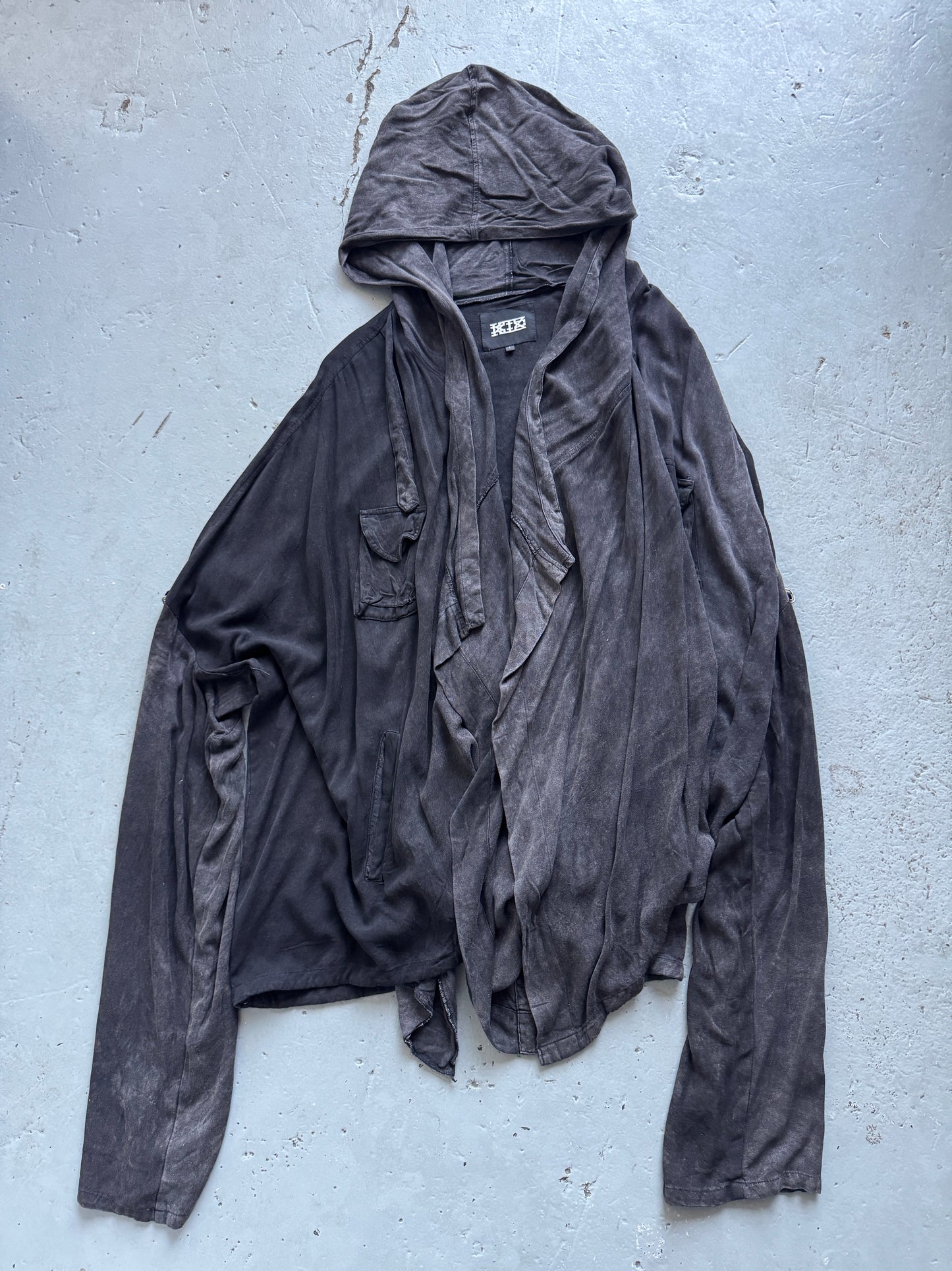 KTZ Oversized Overdyed Heavy Drape Witch Hooded Jacket