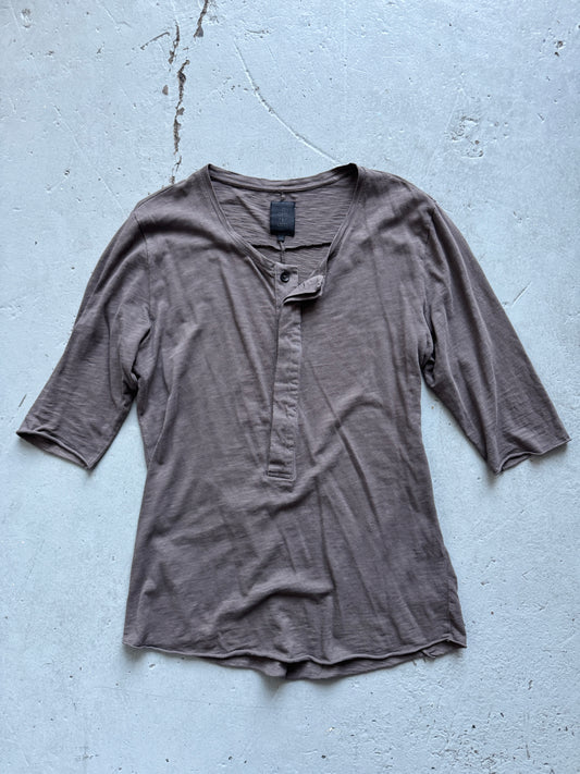 Thom Krom 3/4 Sleeve Back Cross Henley Top
