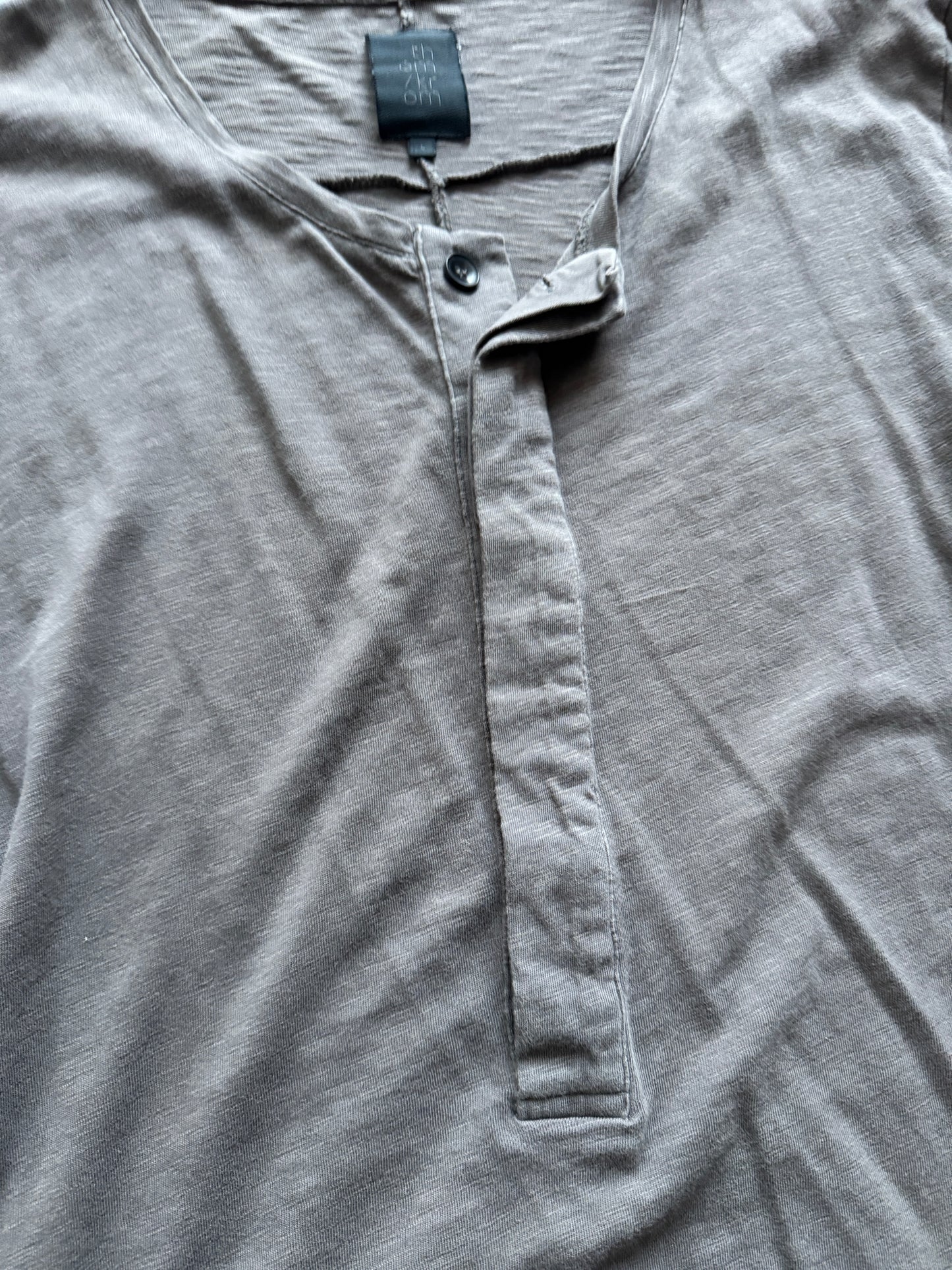 Thom Krom 3/4 Sleeve Back Cross Henley Top