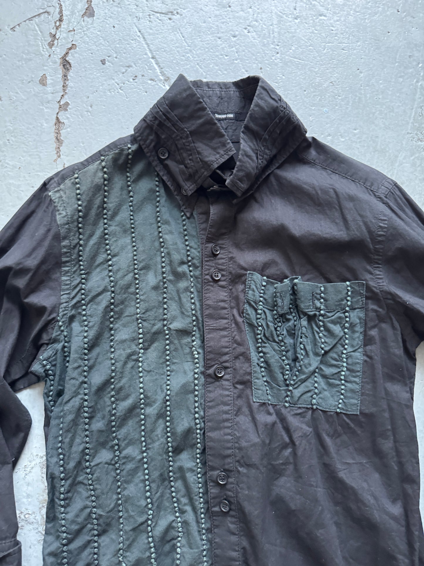 yasuyuki ishii cage collar asymmetric shirt