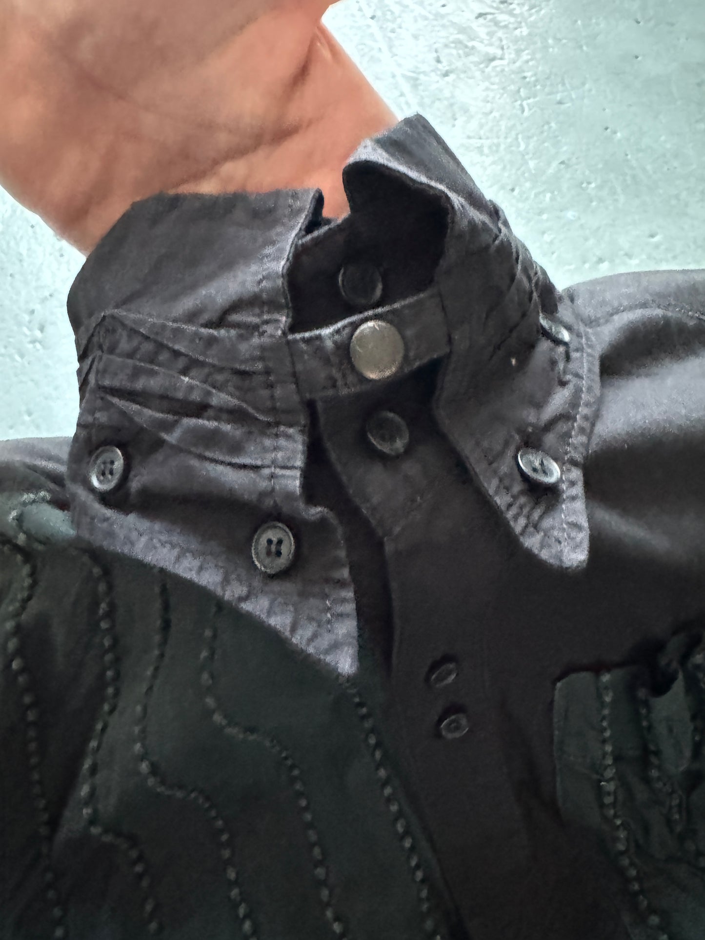 yasuyuki ishii cage collar asymmetric shirt