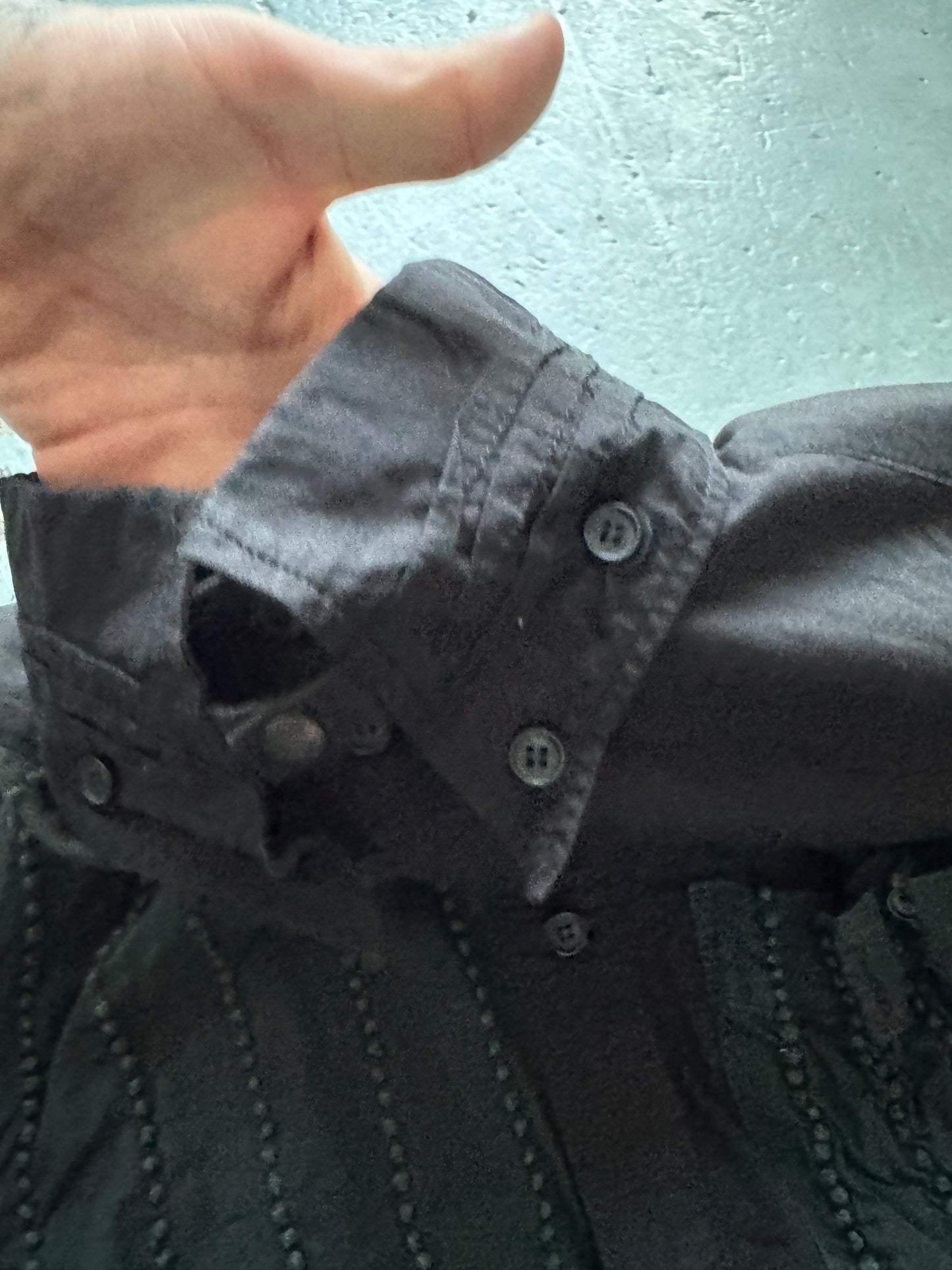 yasuyuki ishii cage collar asymmetric shirt