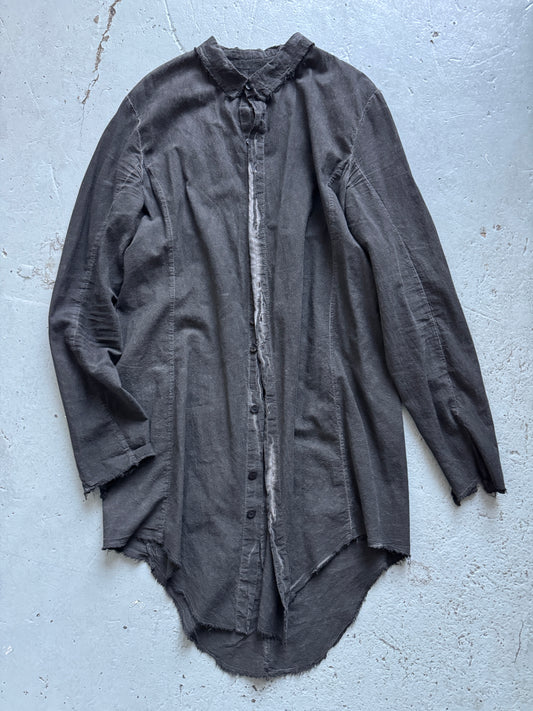 army of me elongated linen shirt