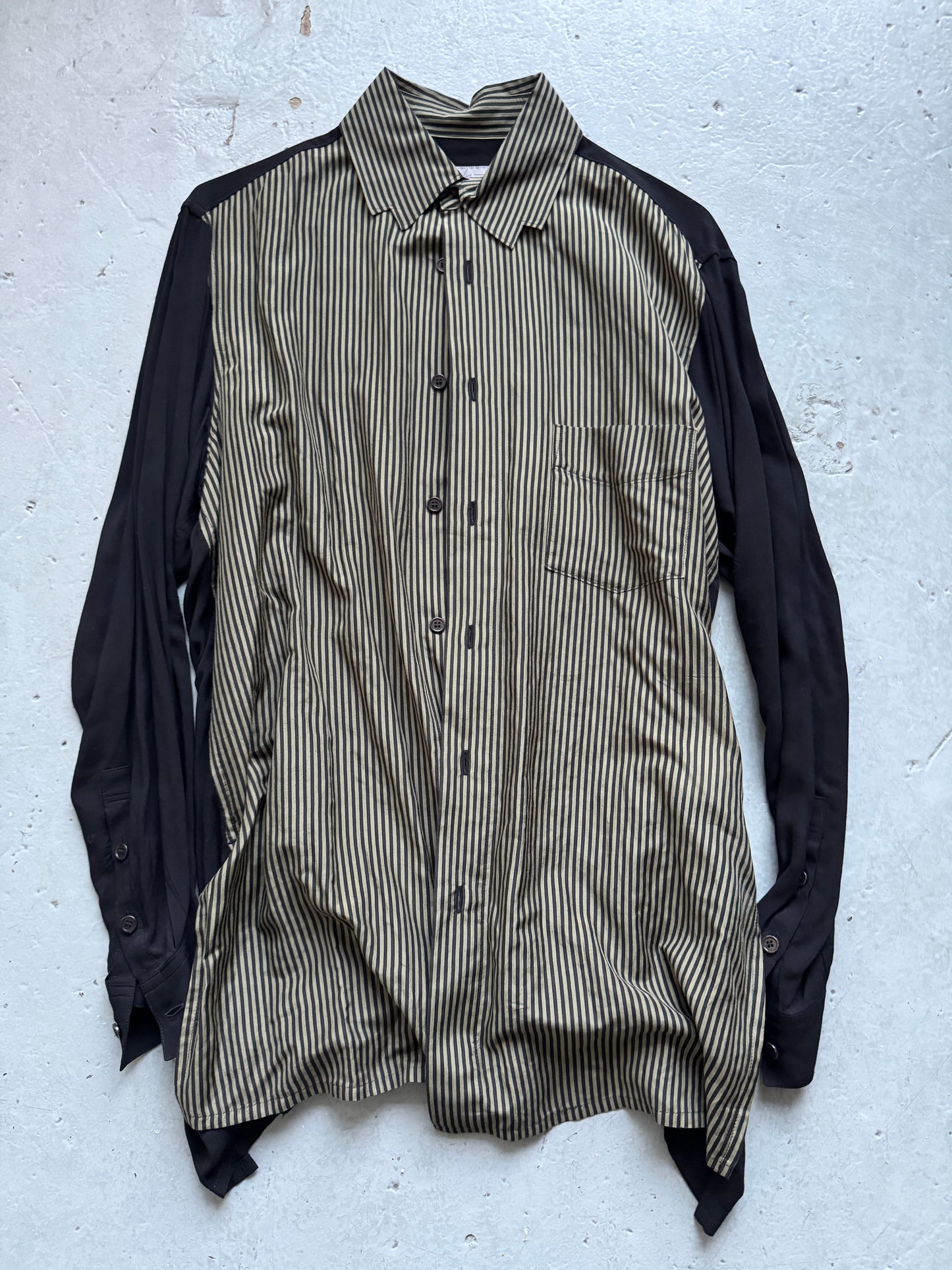 yohji yamamoto jagged collar silk shirt