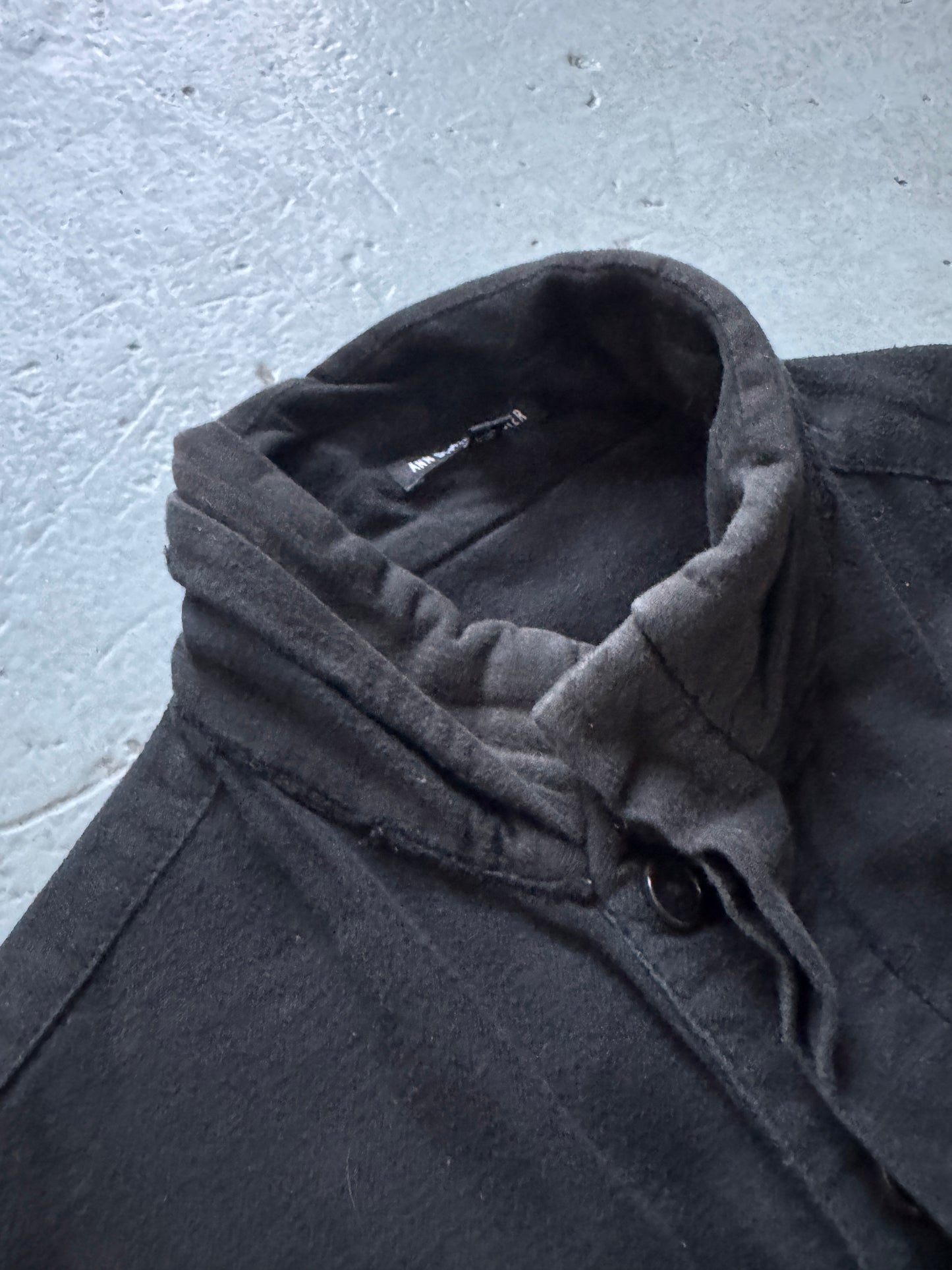 ann demeulemeester fold high collar button side shirt