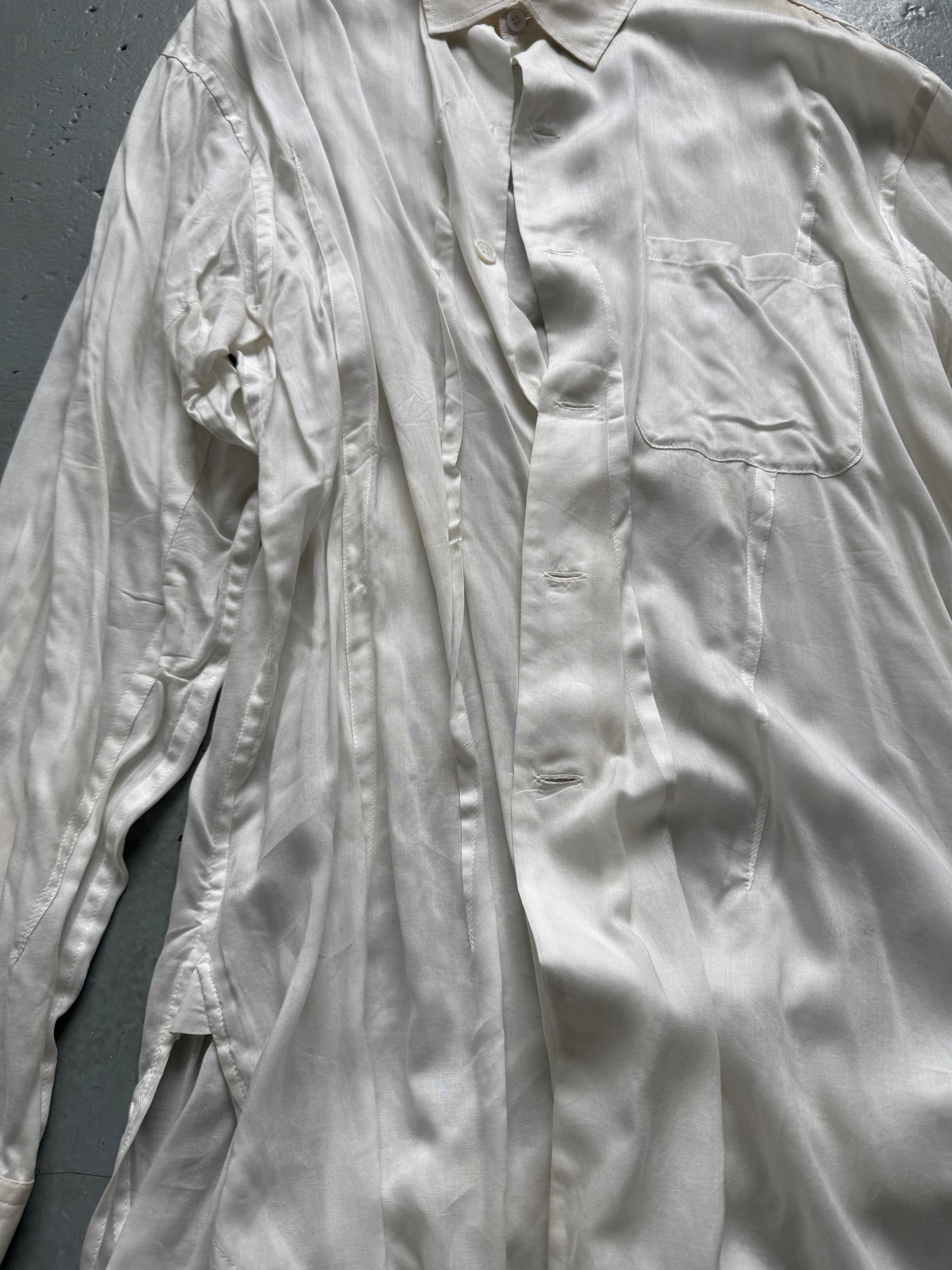 yohji yamamoto elongated crinkle seam shirt