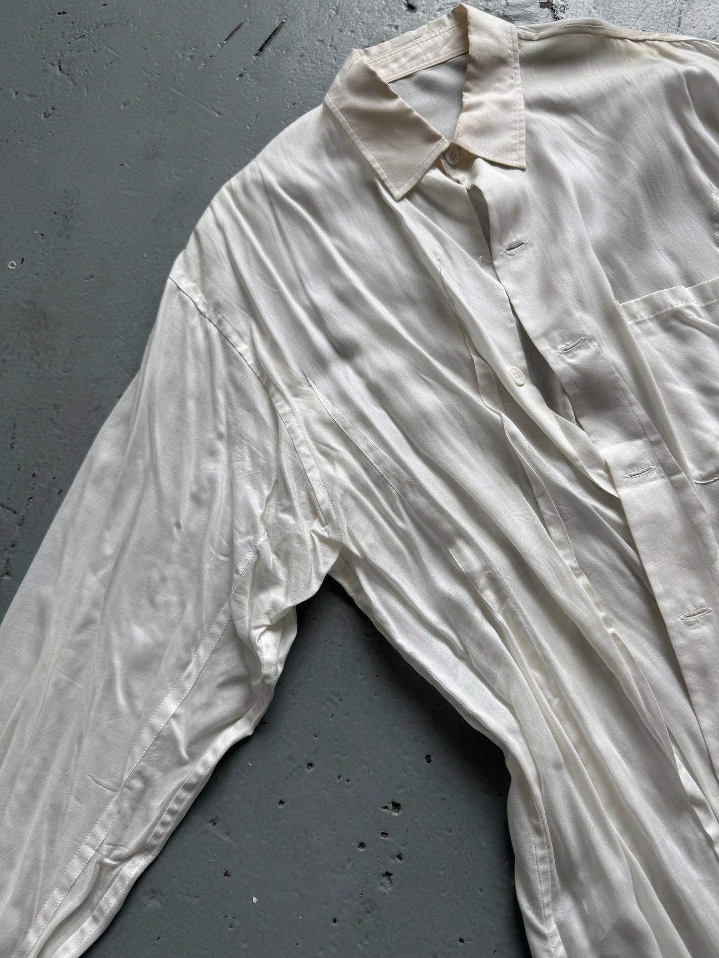 yohji yamamoto elongated crinkle seam shirt