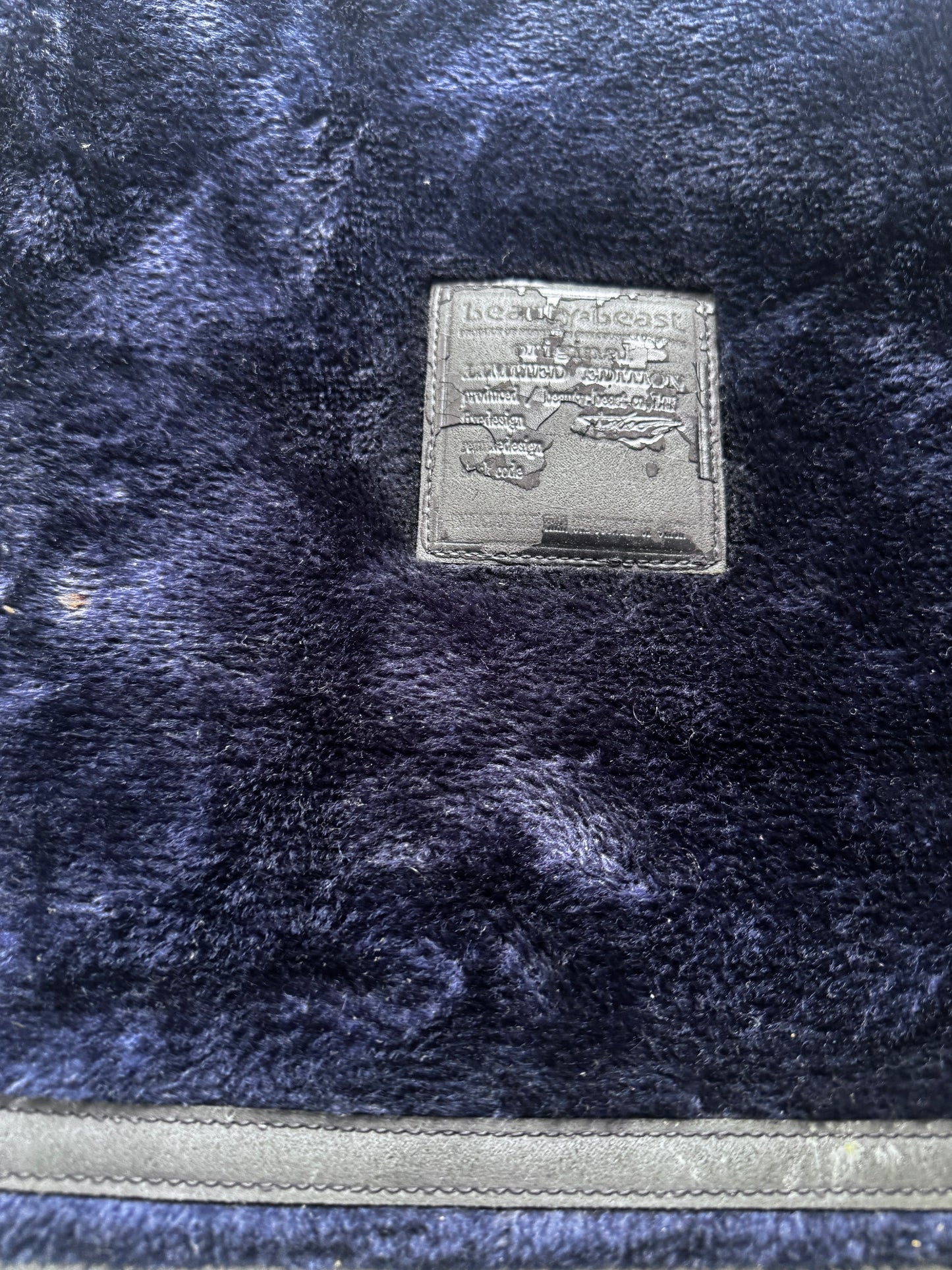 beauty:beast blue fur adjustable side bag