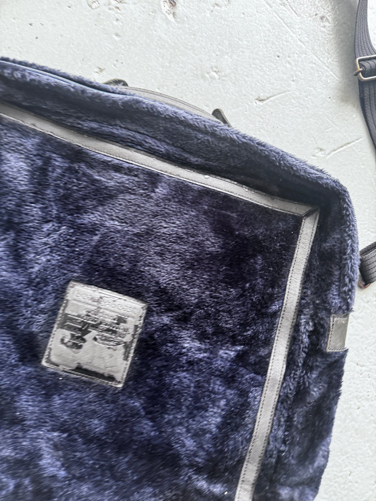 beauty:beast blue fur adjustable side bag