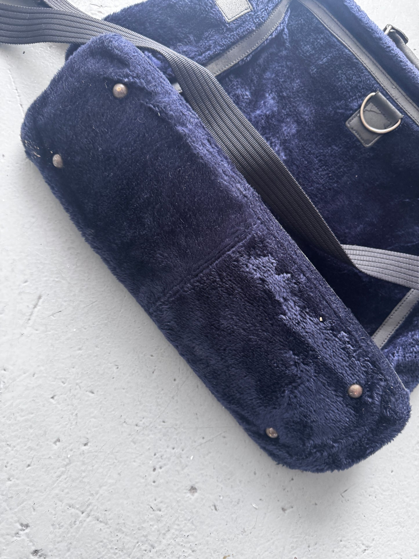 beauty:beast blue fur adjustable side bag