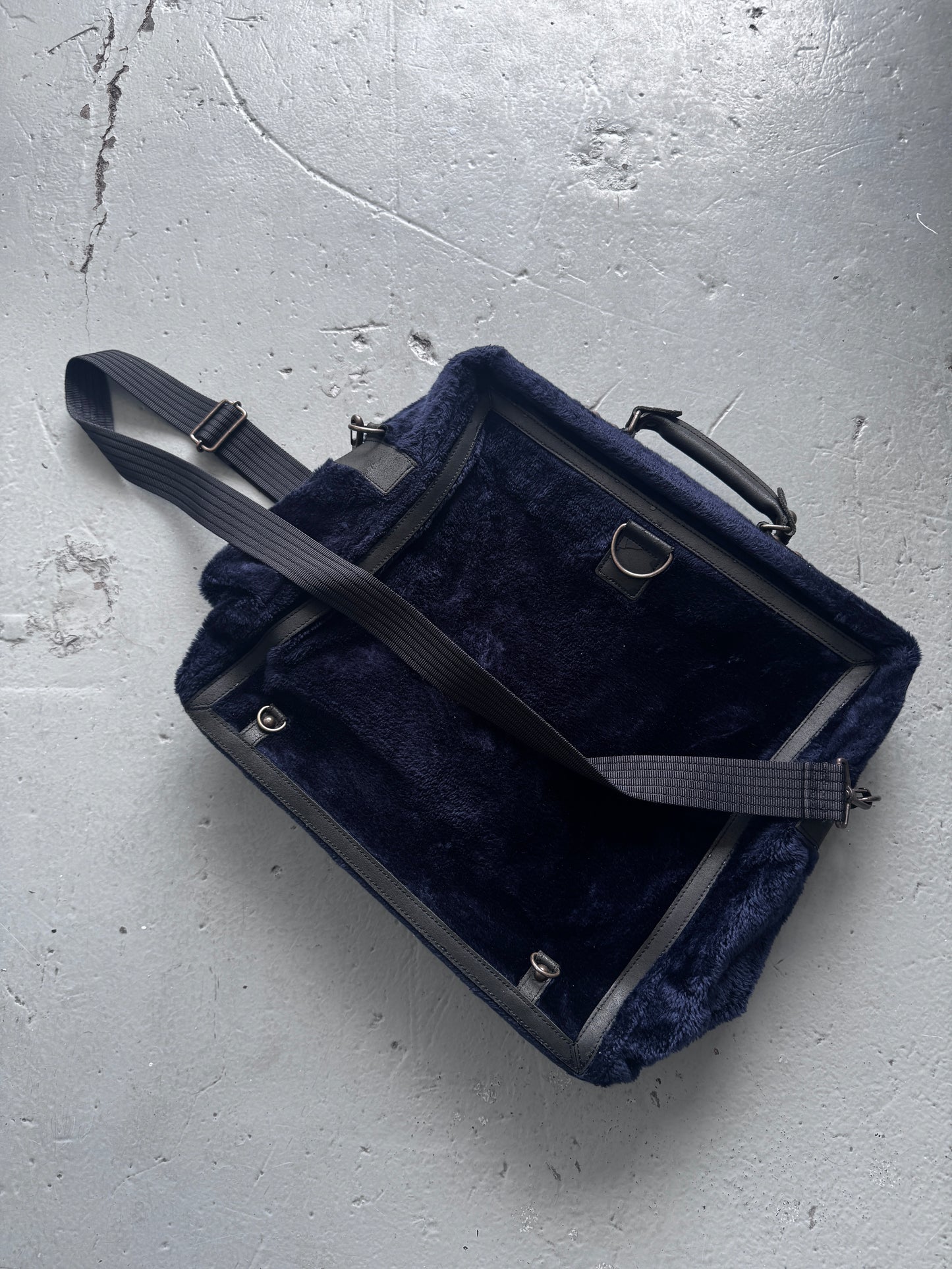 beauty:beast blue fur adjustable side bag