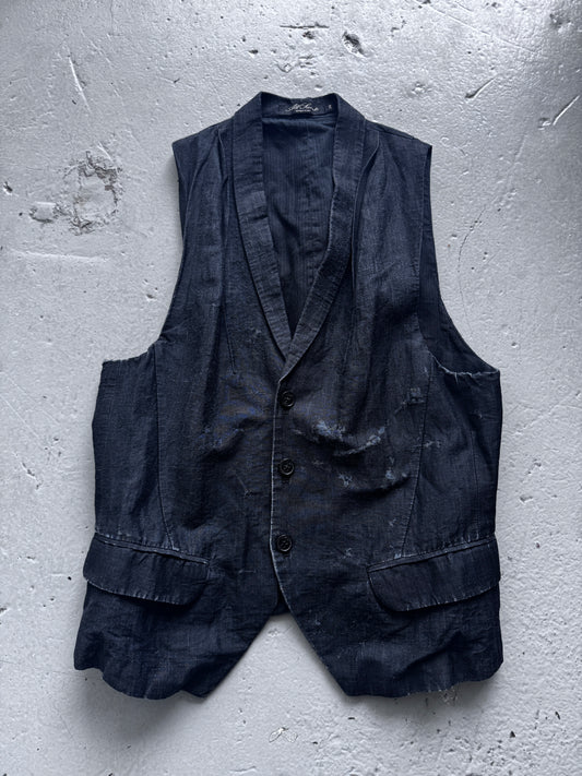 all saints distress detail waistcoat