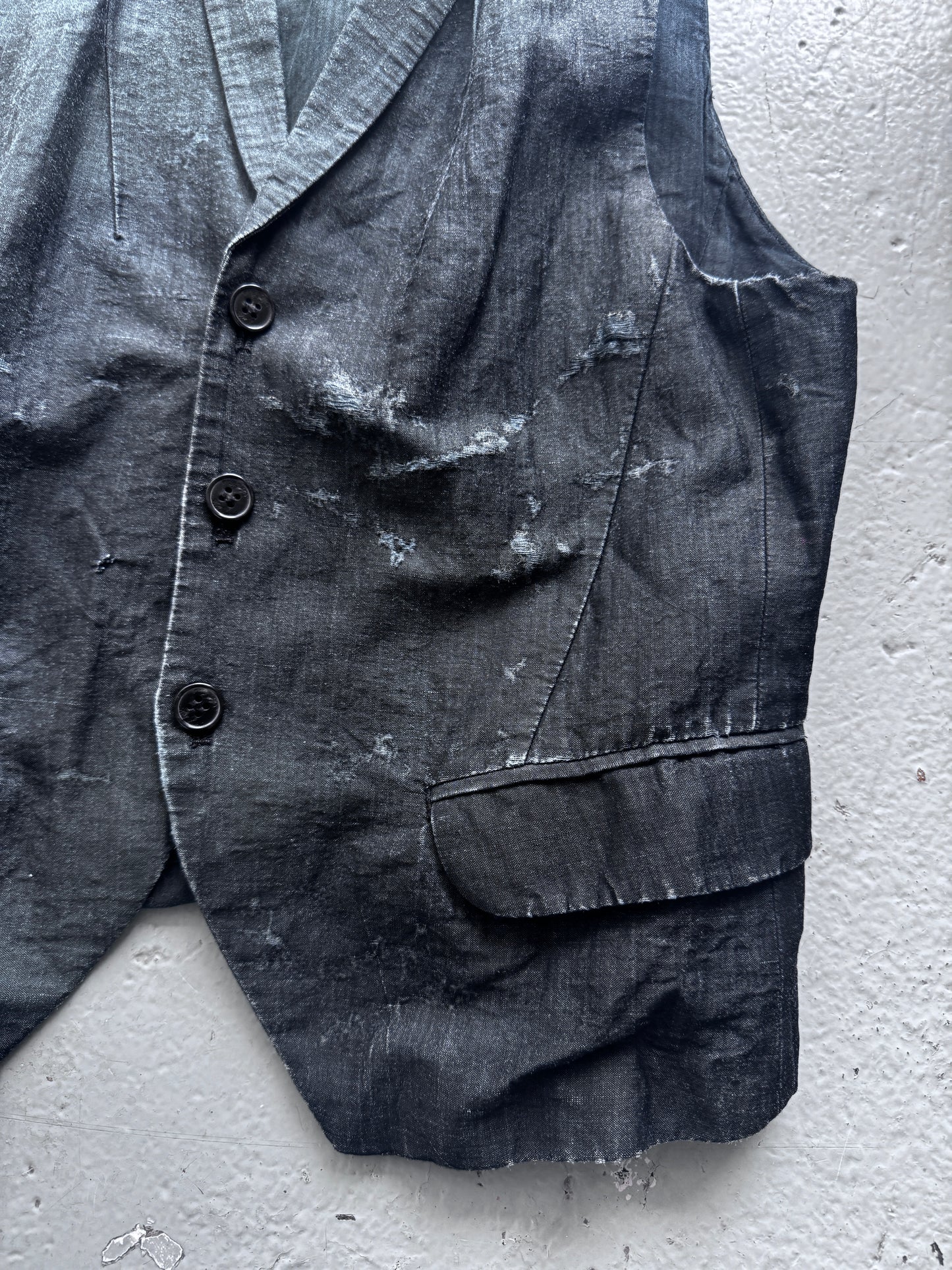 all saints distress detail waistcoat