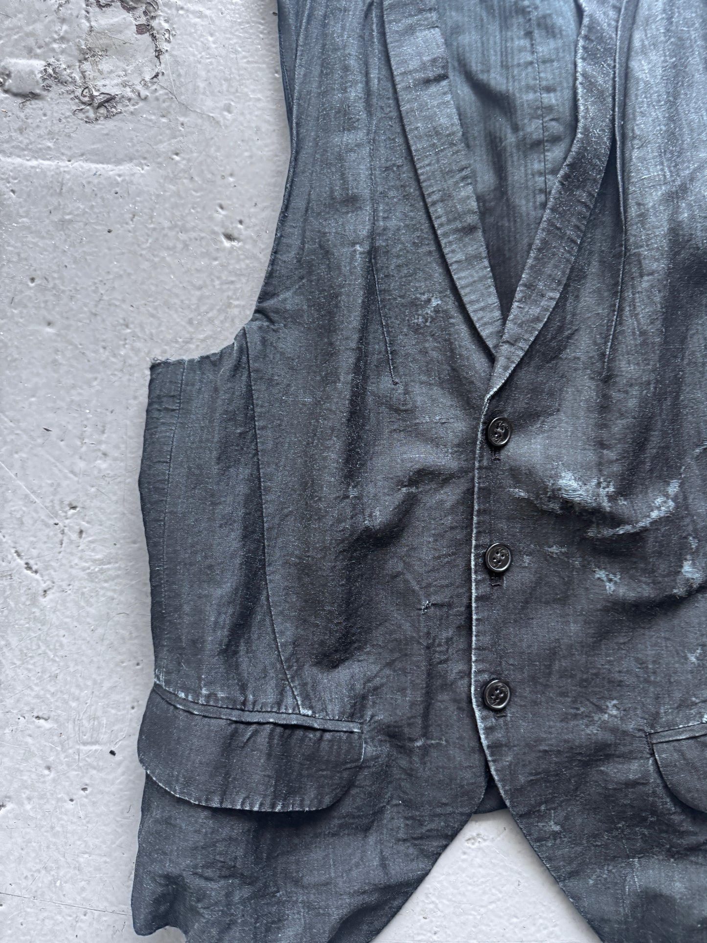 all saints distress detail waistcoat