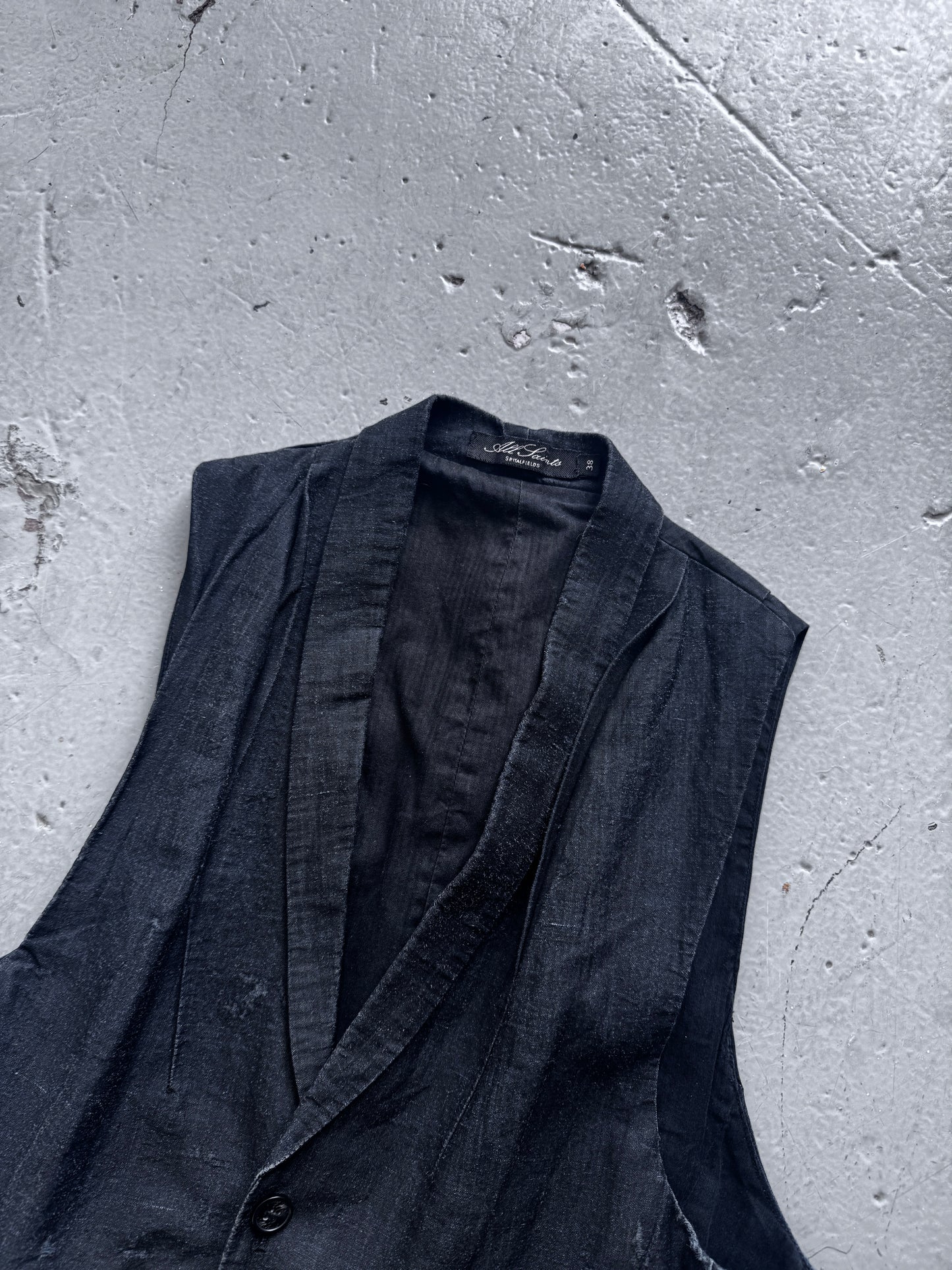 all saints distress detail waistcoat