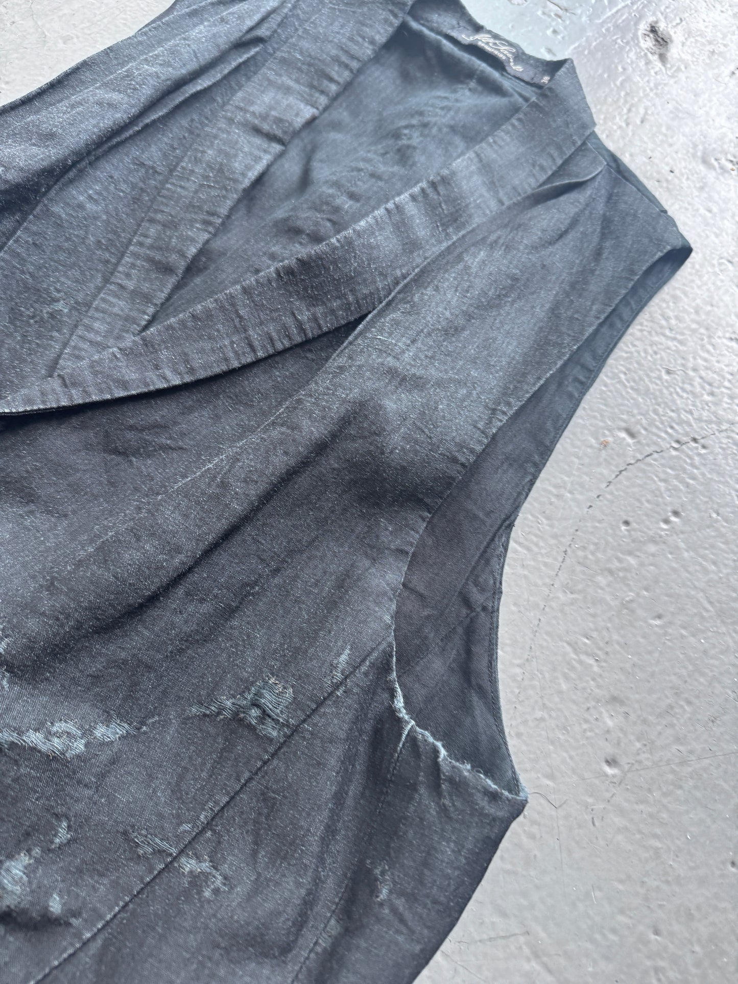 all saints distress detail waistcoat