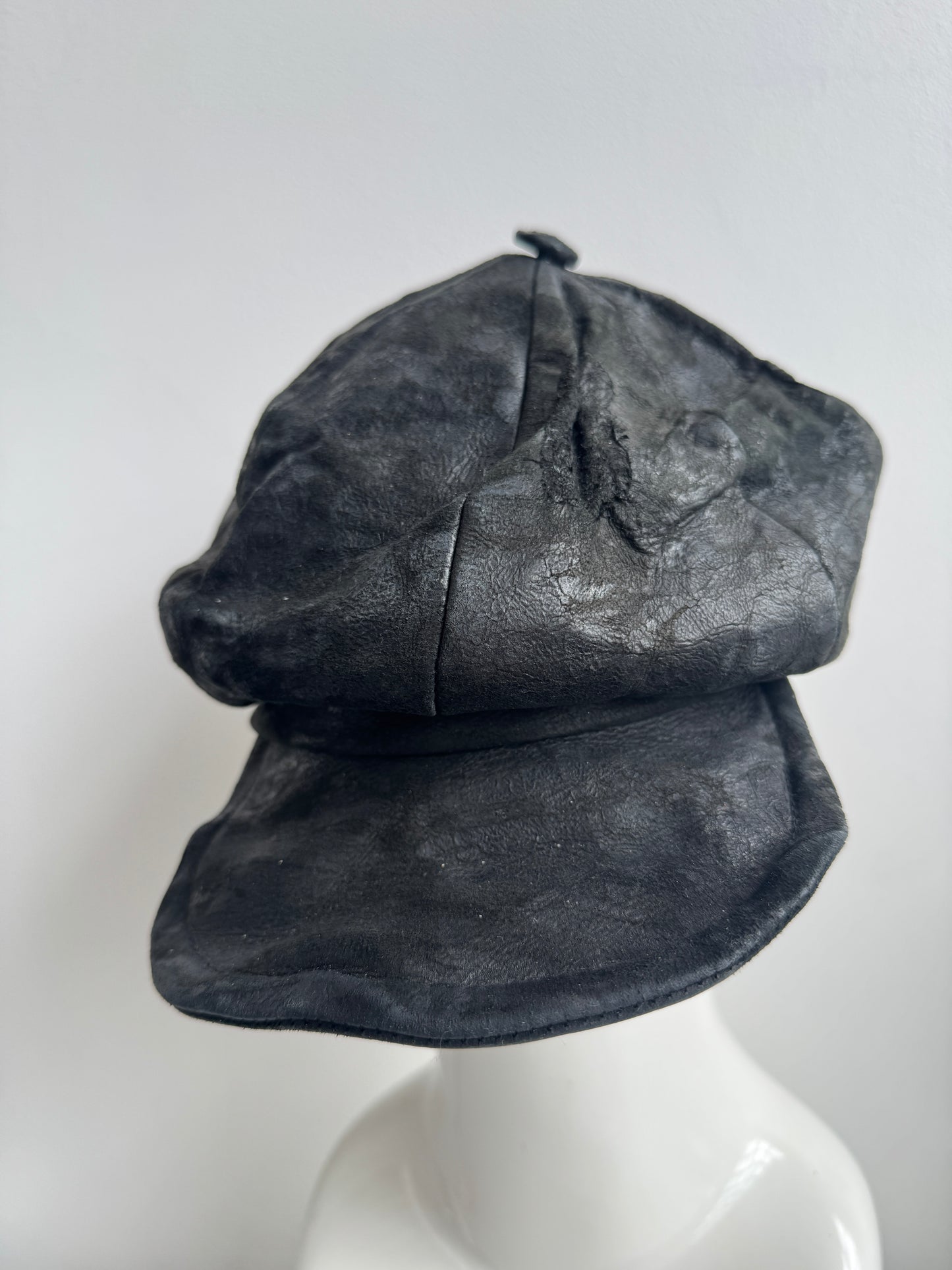 triangles hat moldable textured leather casquette hat
