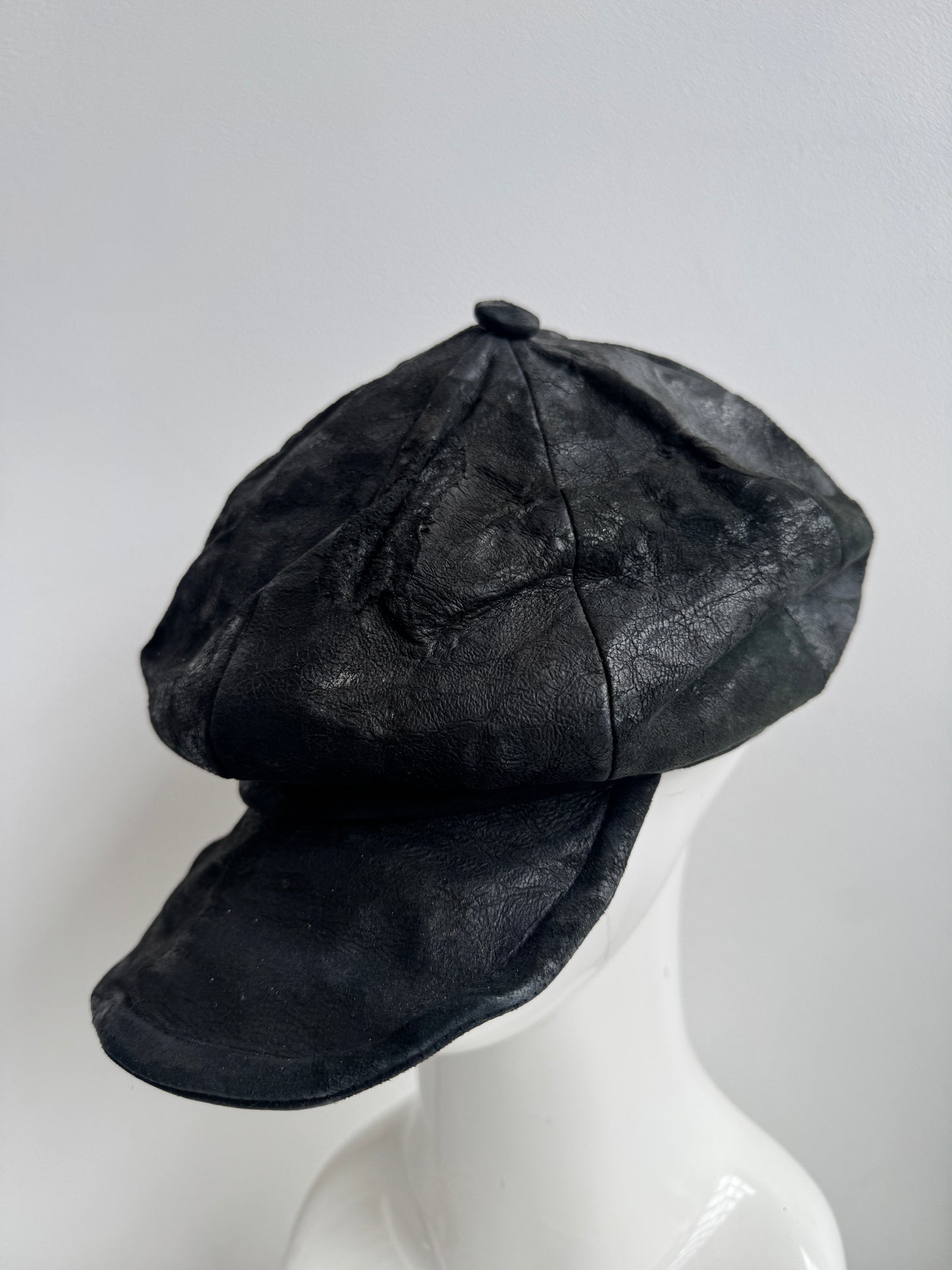 triangles hat moldable textured leather casquette hat