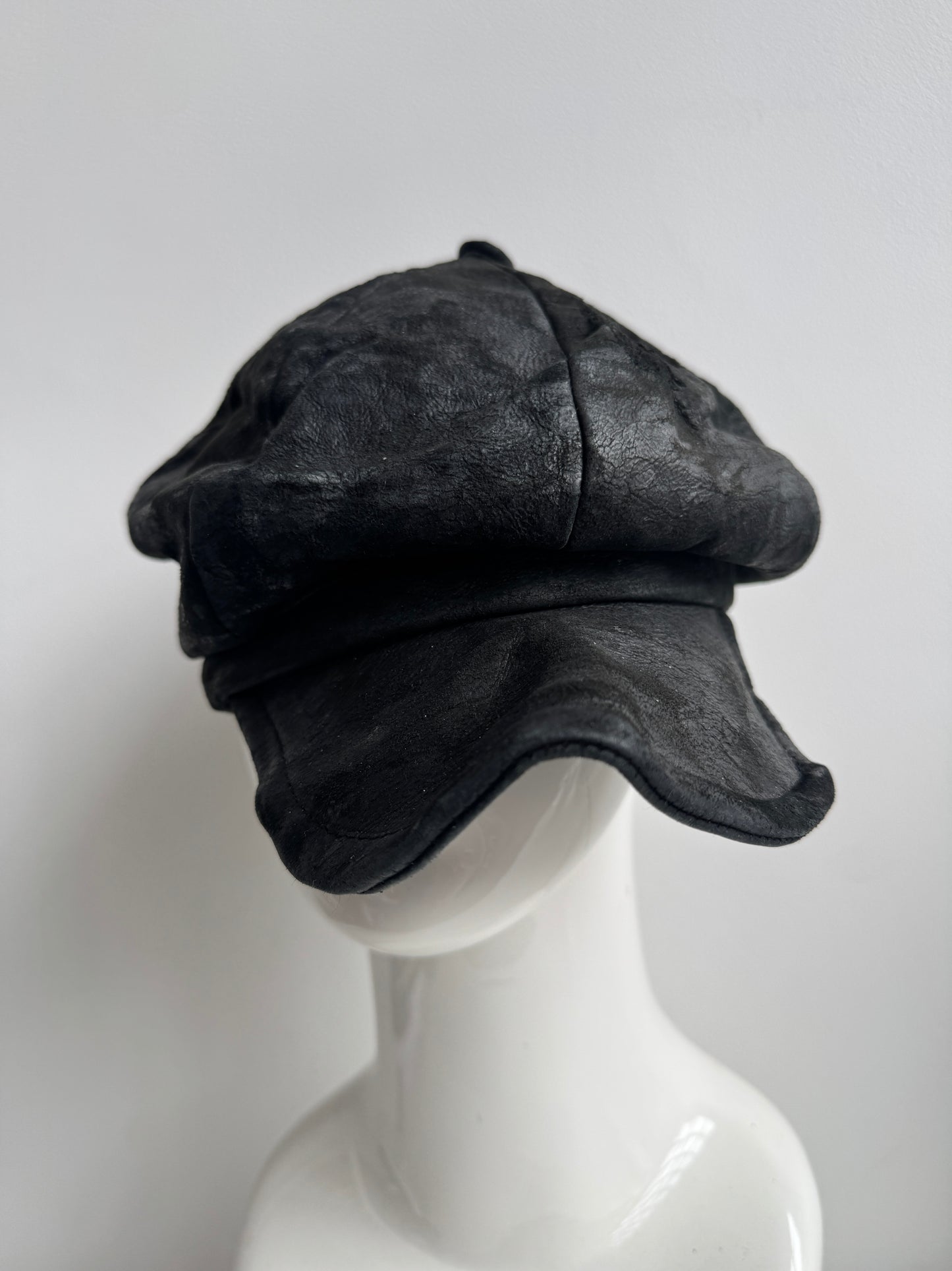triangles hat moldable textured leather casquette hat