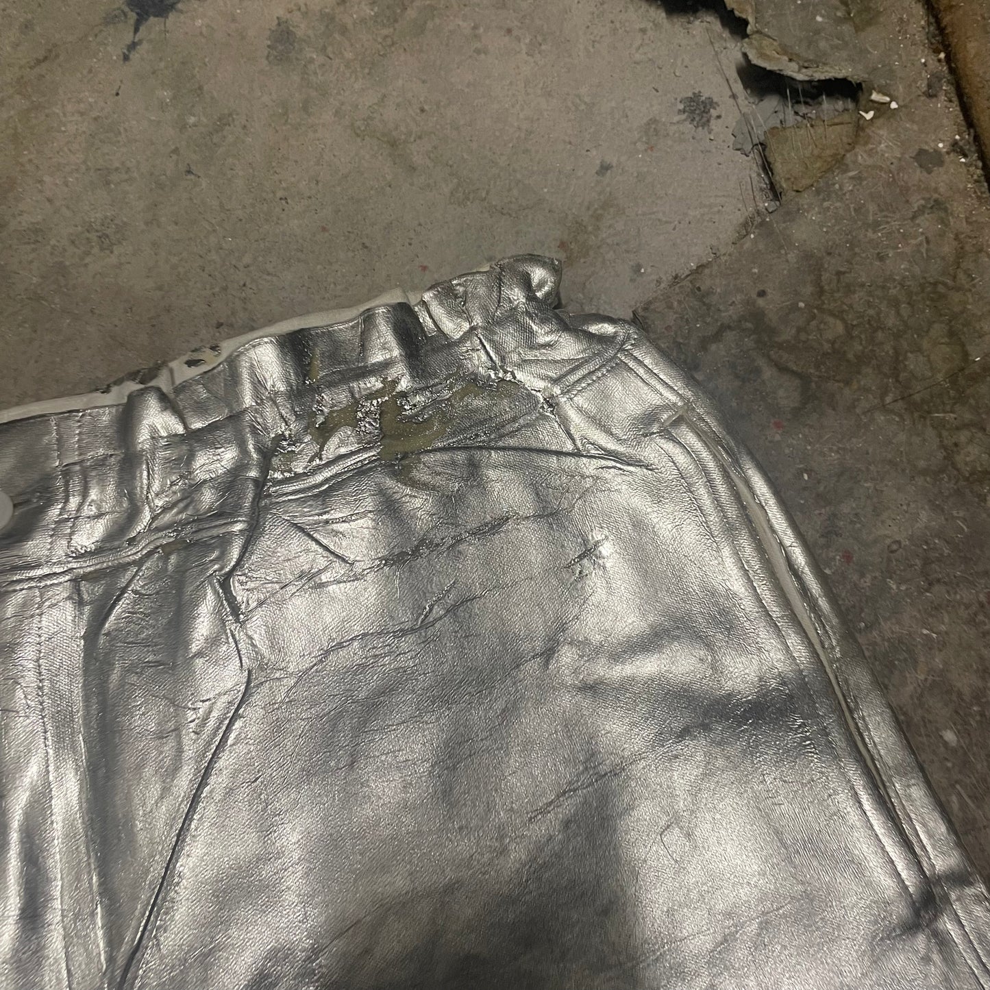 Comme Des Garcons Homme Plus SS21 Silver Coated Shorts