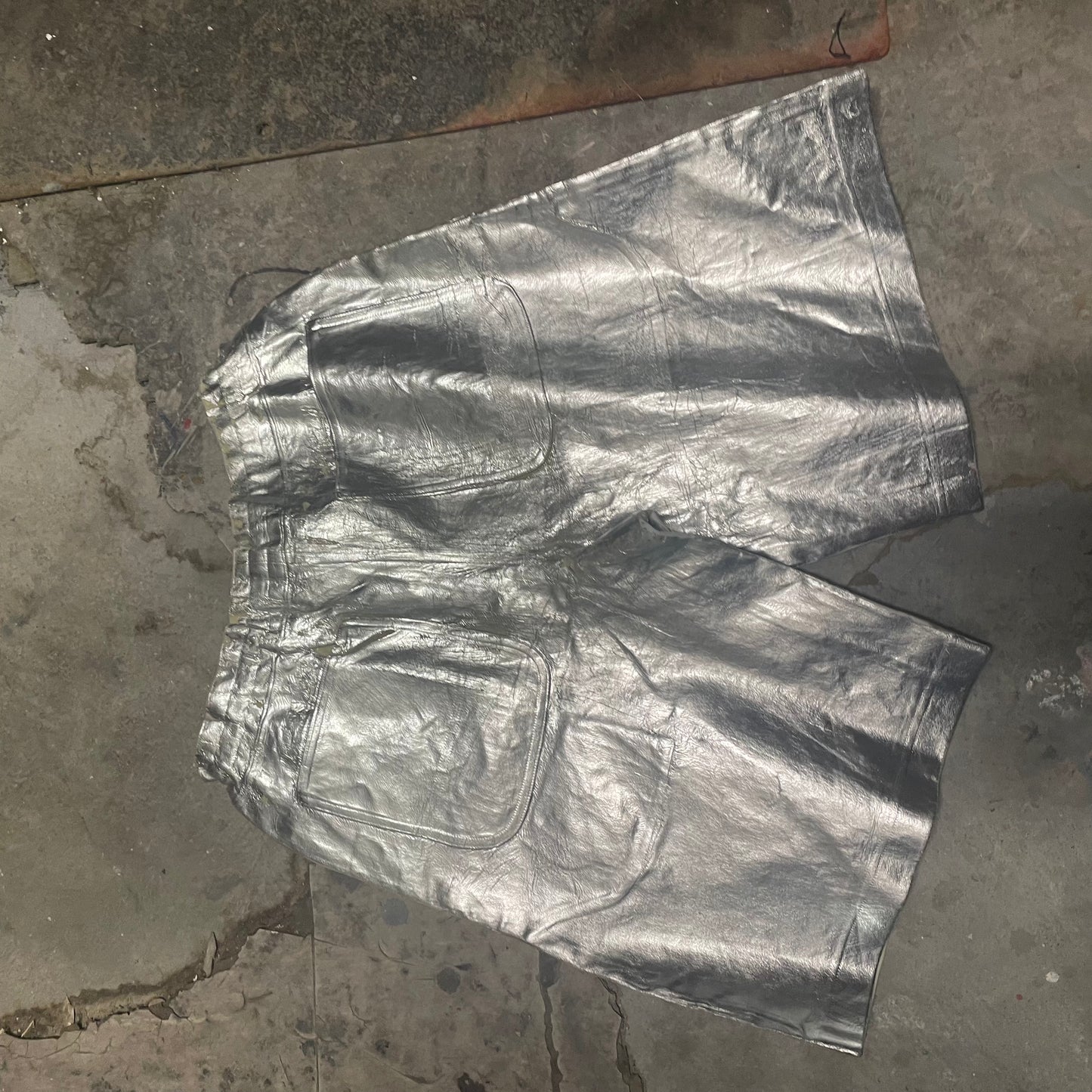 Comme Des Garcons Homme Plus SS21 Silver Coated Shorts