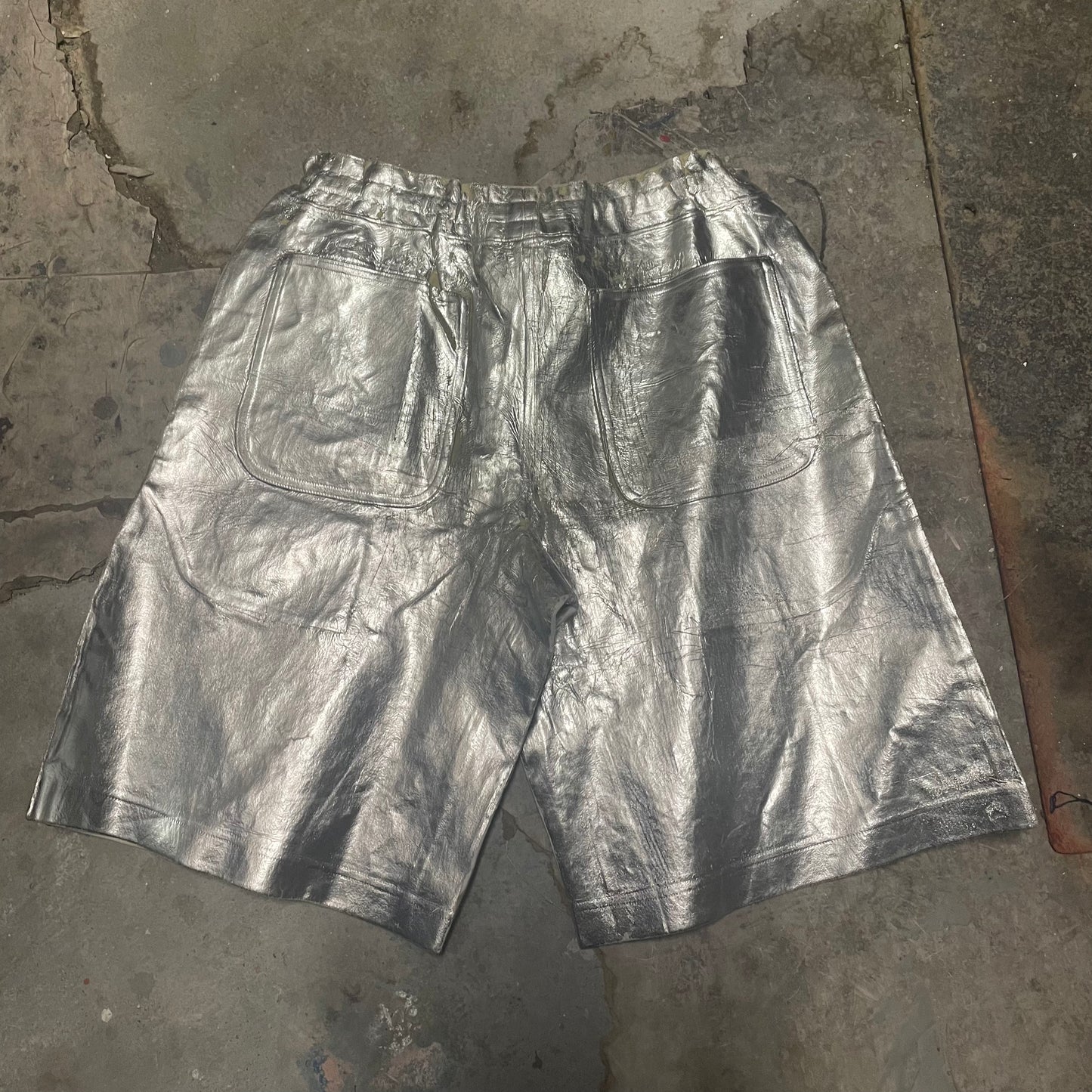 Comme Des Garcons Homme Plus SS21 Silver Coated Shorts