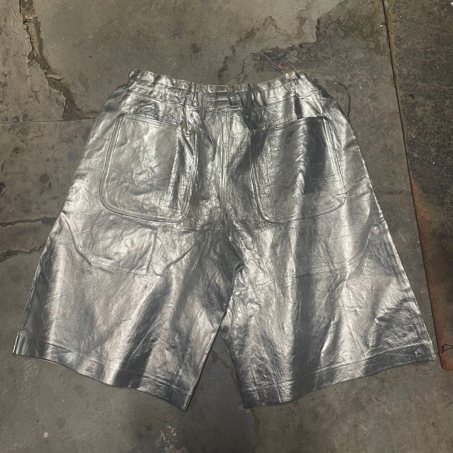 Comme Des Garcons Homme Plus SS21 Silver Coated Shorts