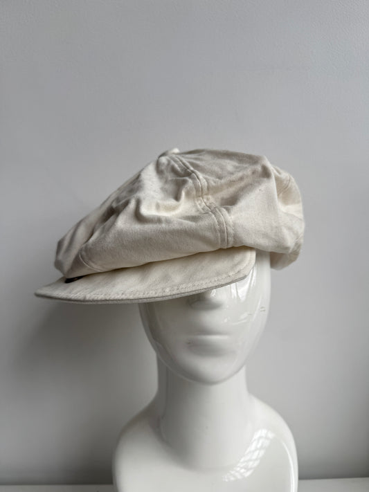 white buttoned casquette hat
