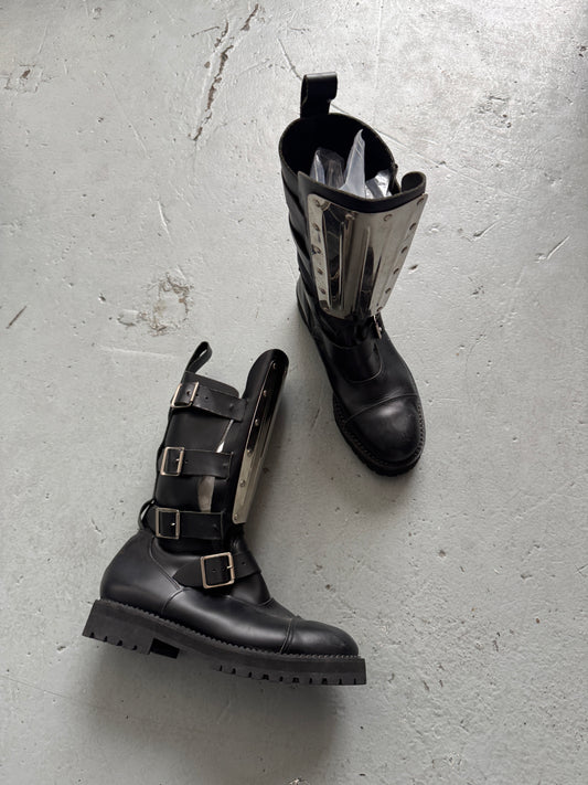 metal plate leather boots 43