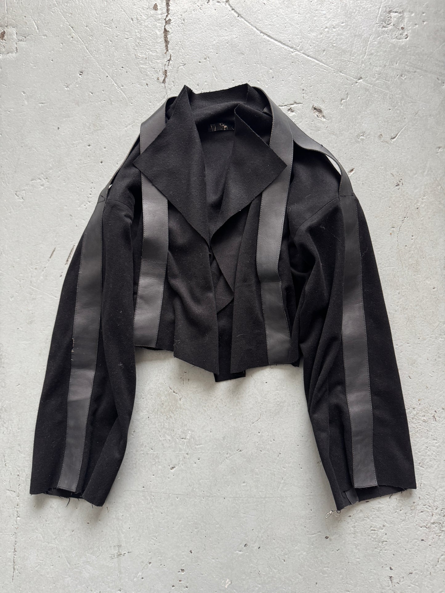 vintage italian brand leather strap felt jacket