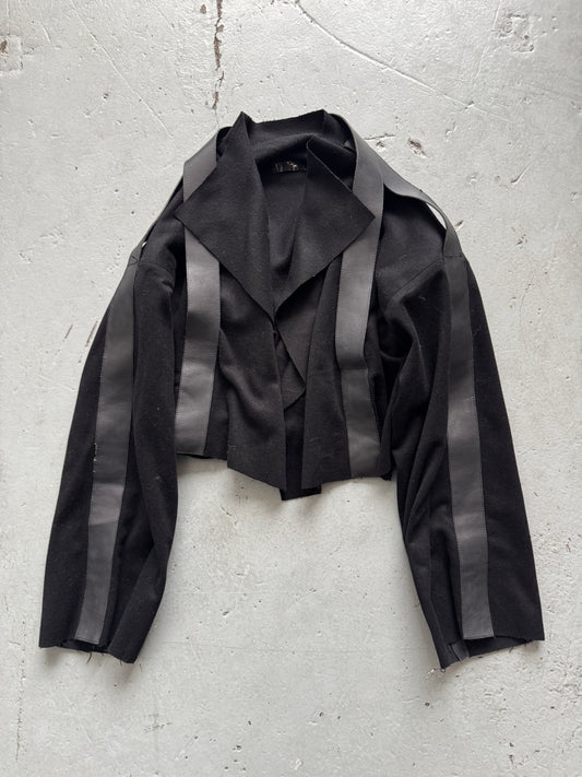 vintage italian brand leather strap felt jacket