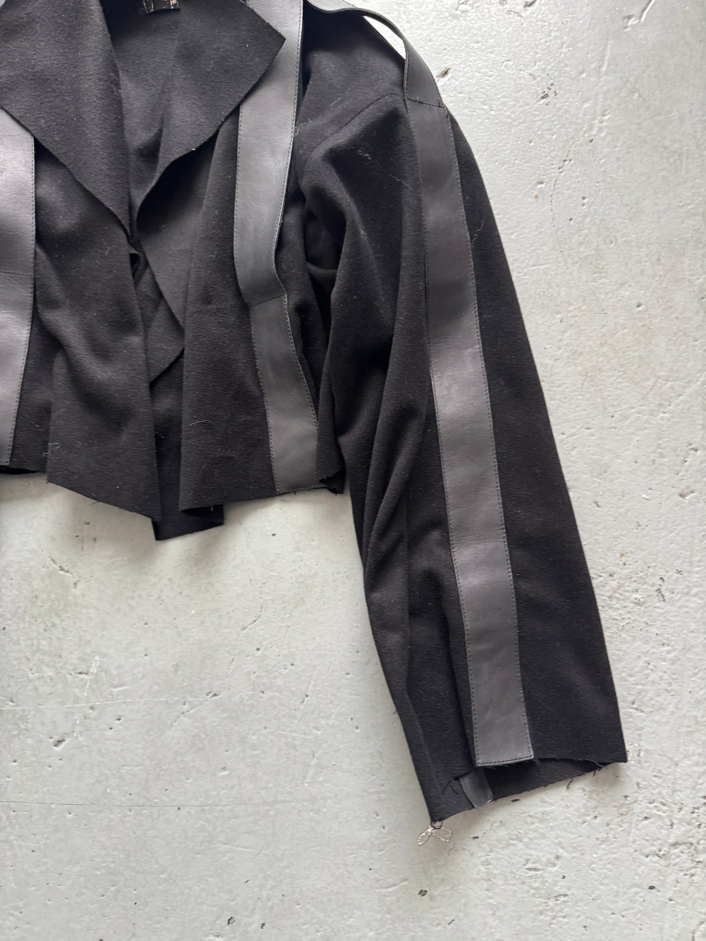 vintage italian brand leather strap felt jacket