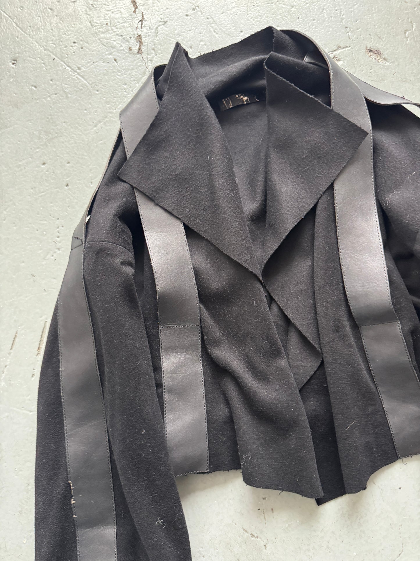 vintage italian brand leather strap felt jacket